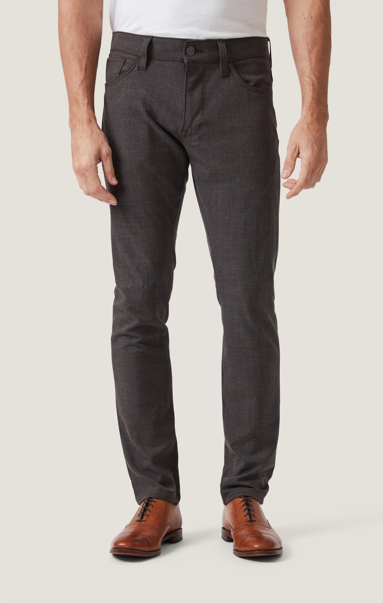 Cool Tapered Leg Pants in Brown Elite Check