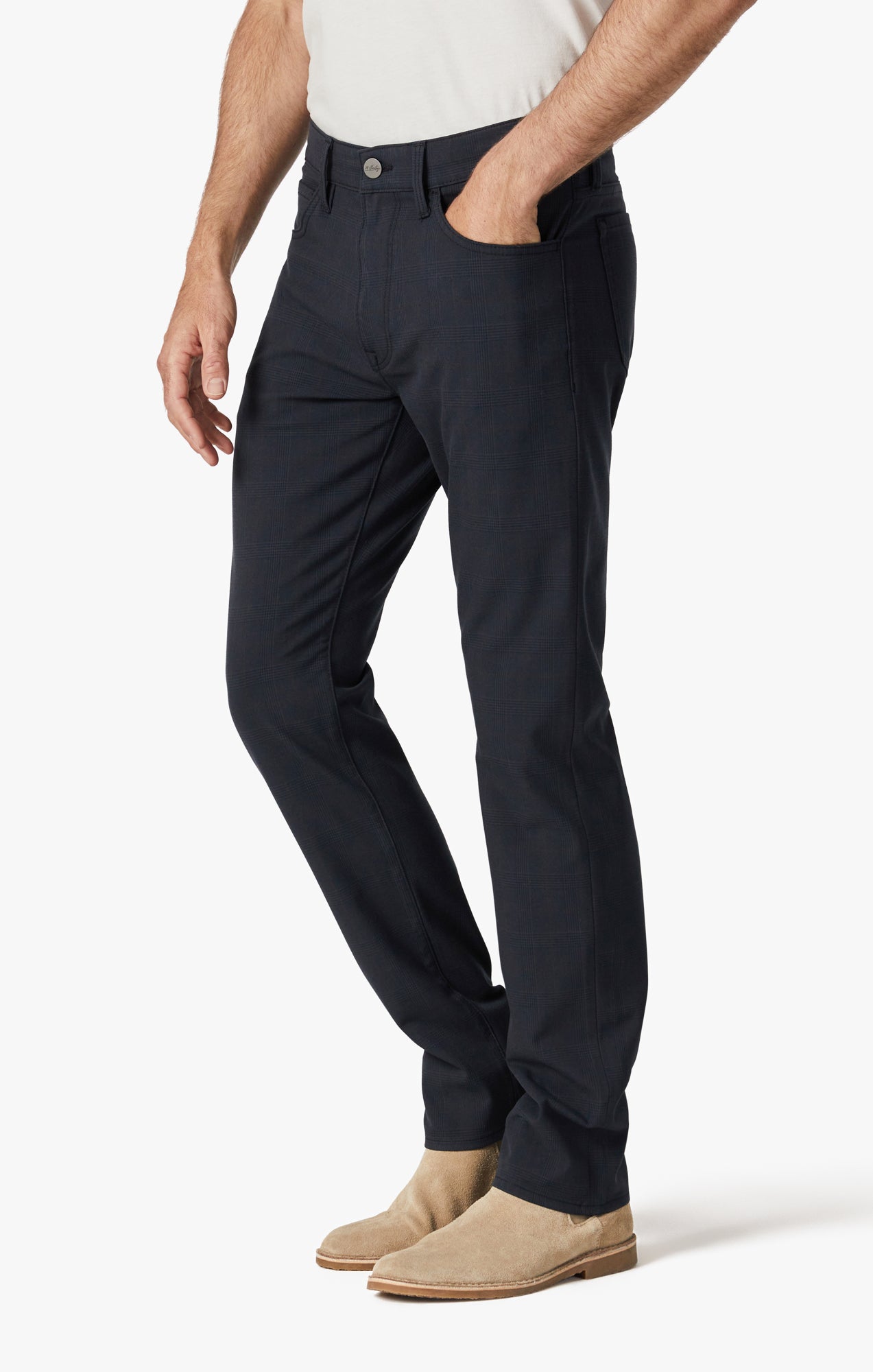Cool Tapered Leg Pants In Navy Elite Check Image 3