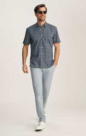 Verona Straight Leg Chino Pants In Blue Honeycomb