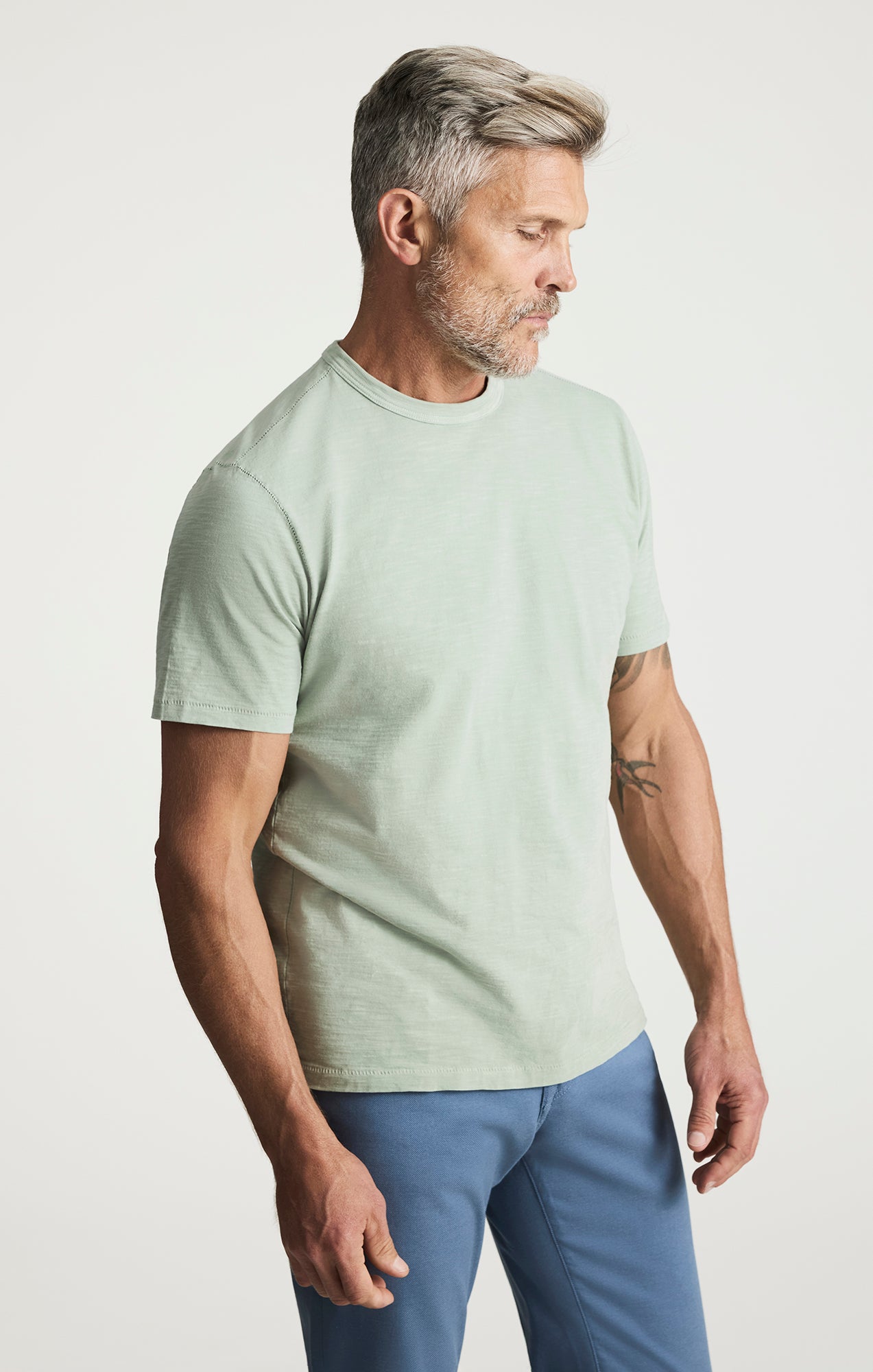 Slub Crew Neck Tshirt In Iceberg Green