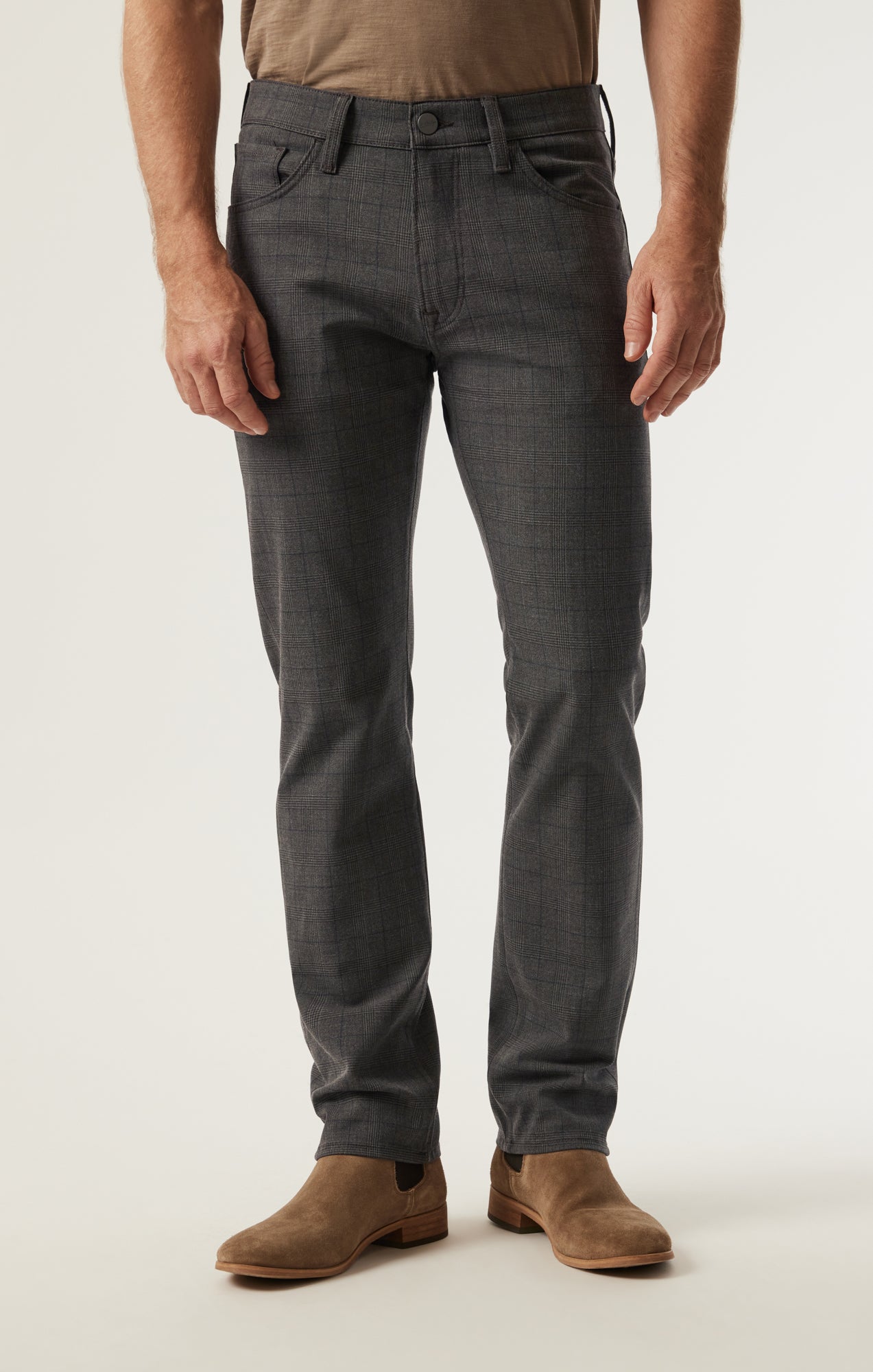 Cool Tapered Leg Pants in Brown Elite Check