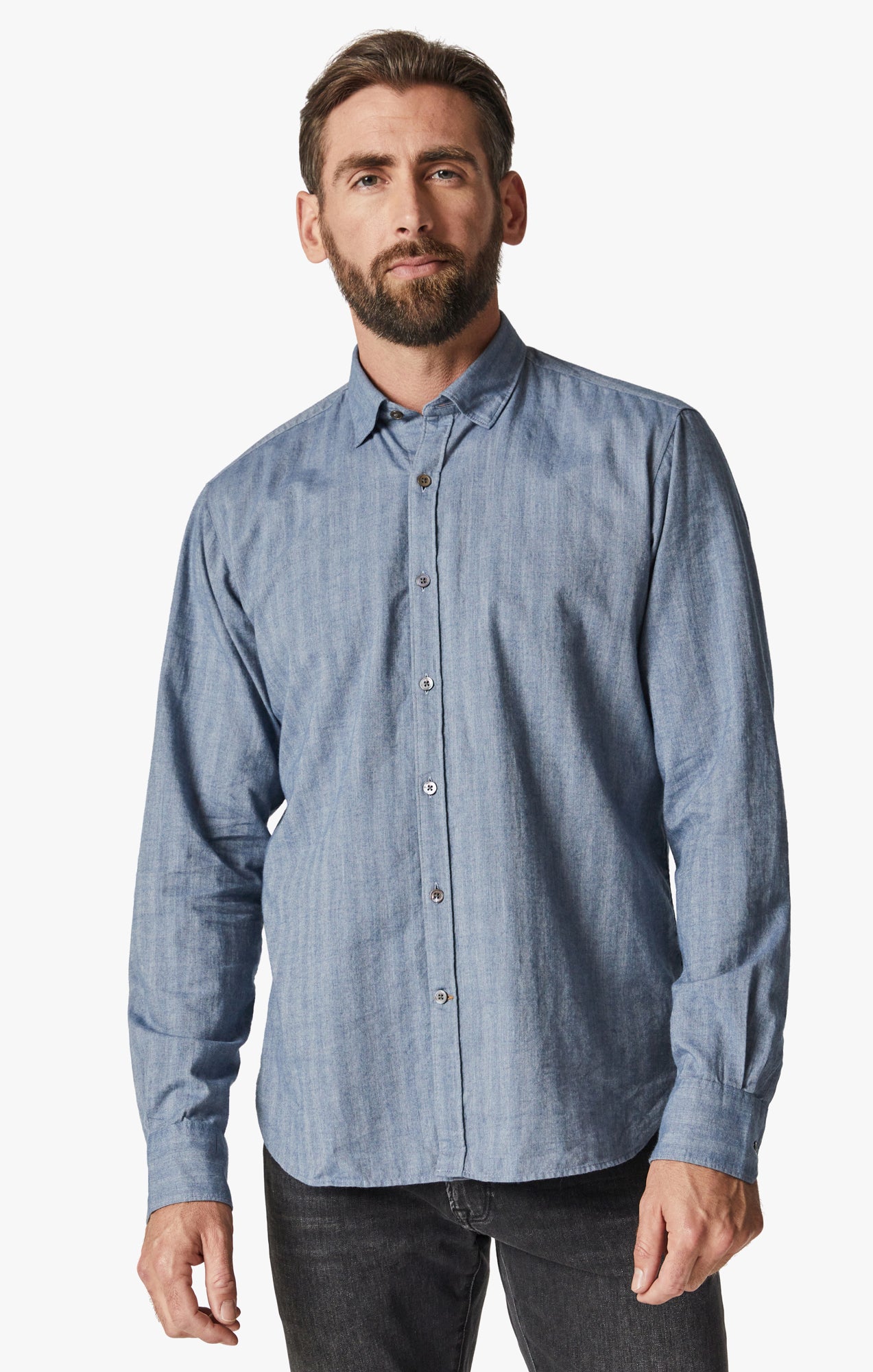 Herringbone Shirt In Blue Image 1