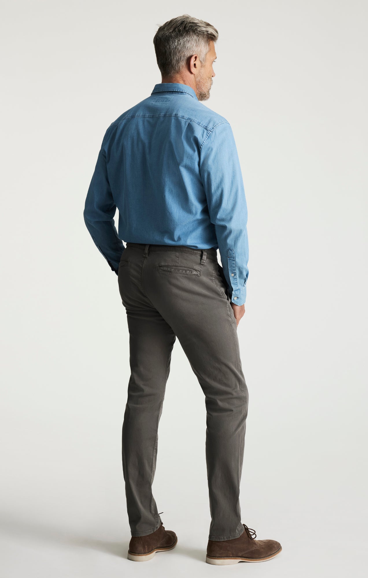 Verona Slim Leg Chino Pants in Sardine Grey Twill