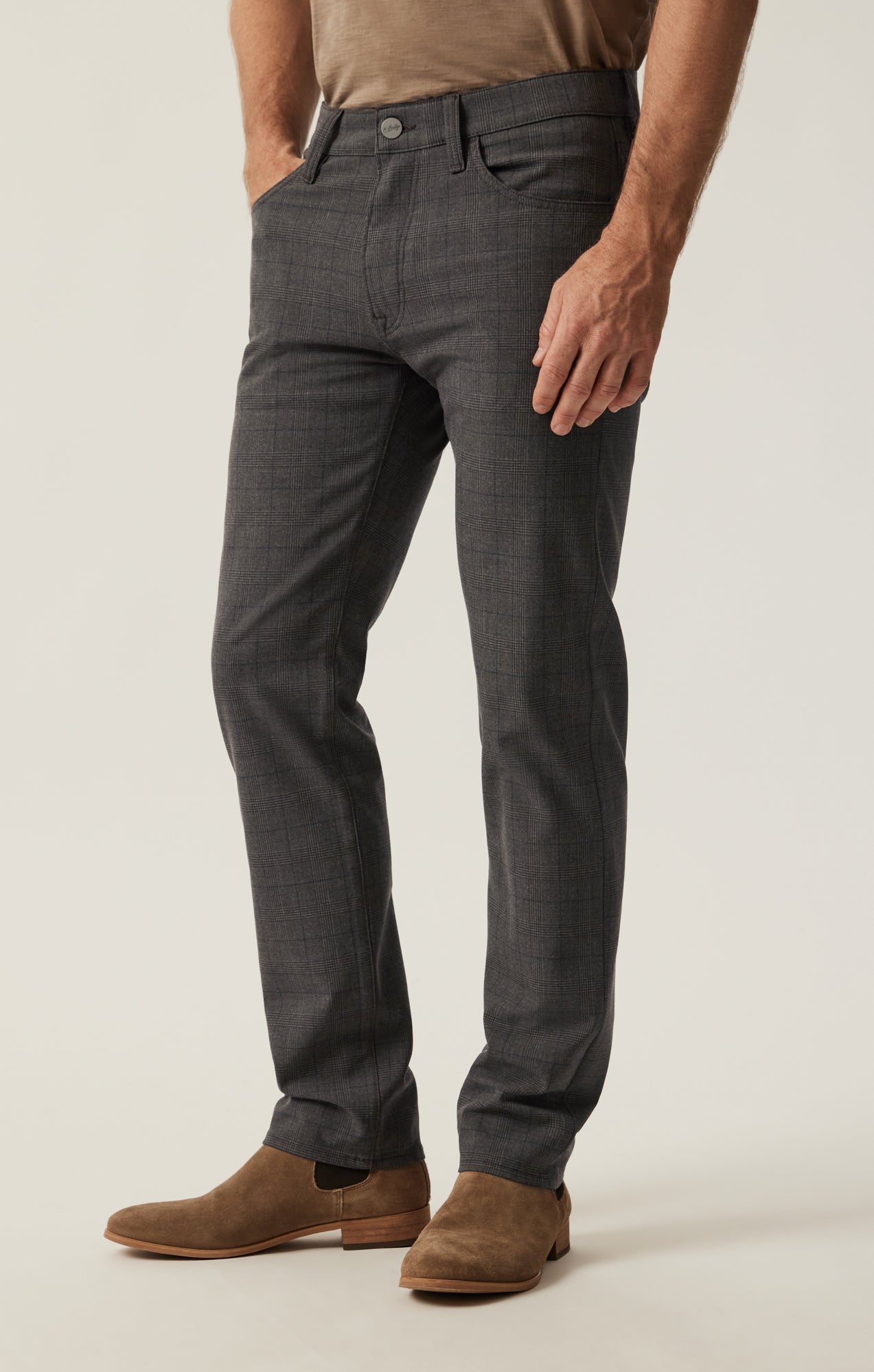 Cool Tapered Leg Pants in Brown Elite Check