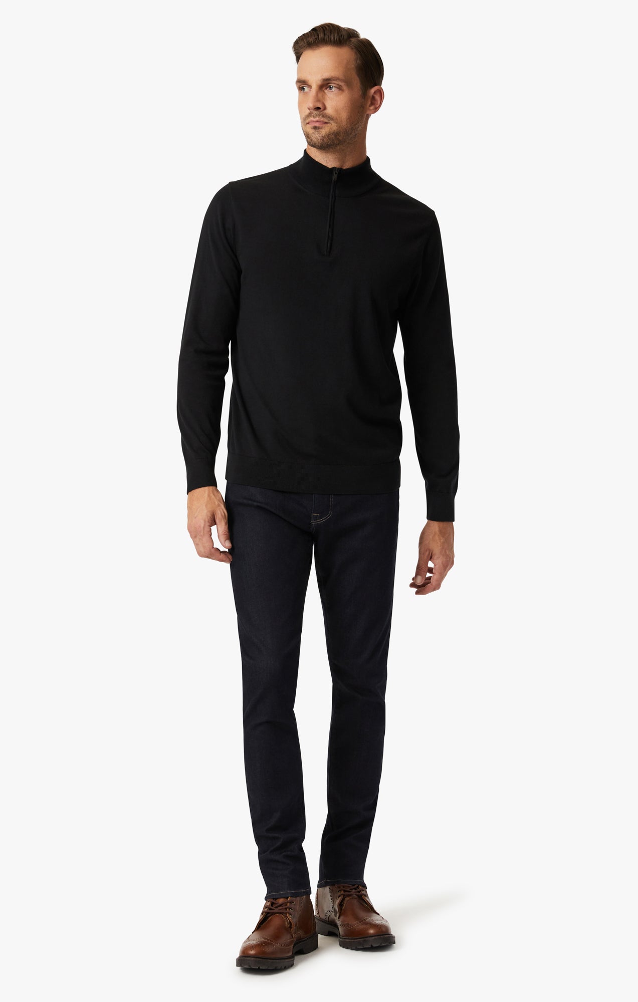 Quarter Zip Sweater In Black Image 4