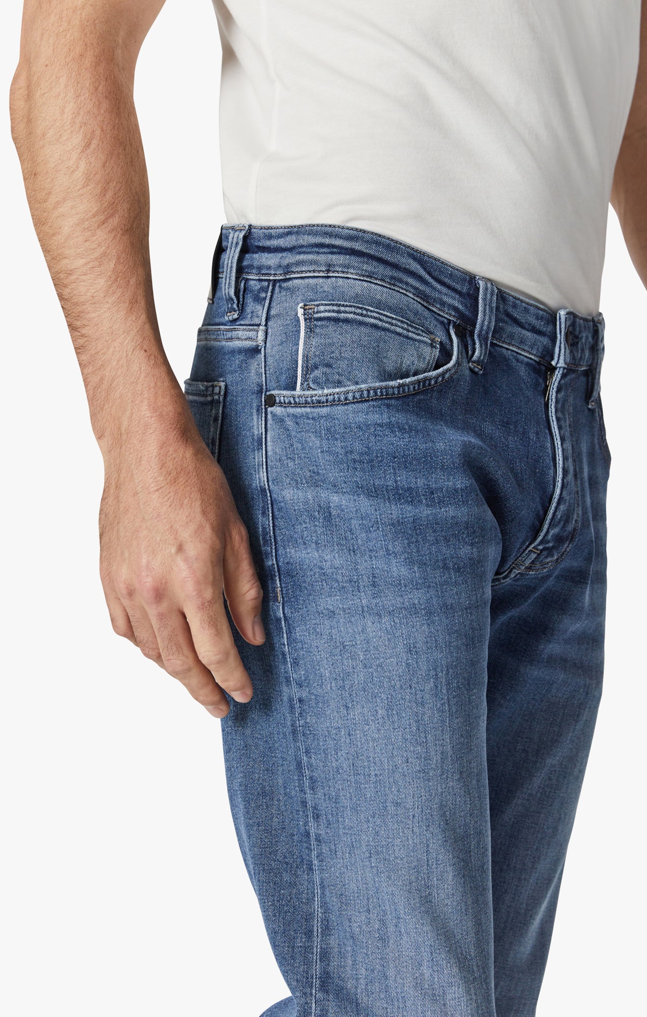 Cool Tapered Leg Jeans In Mid Blue Selvedge Image 6