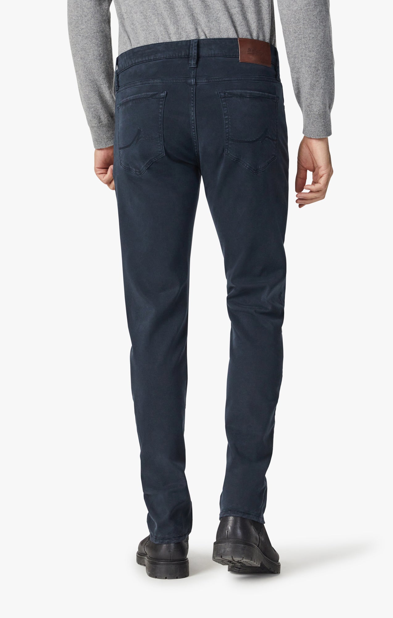Cool Tapered Leg Pants in Navy Brushed Twill Image 4