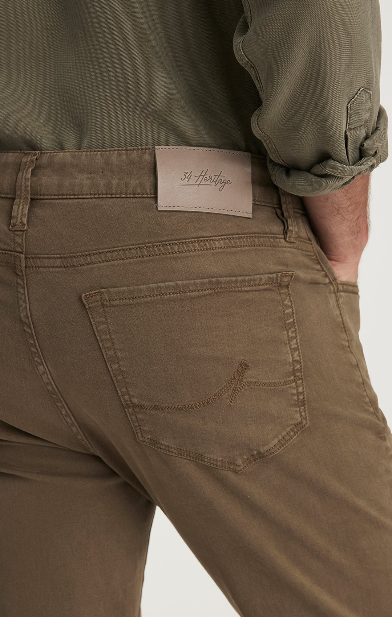 Courage Straight Leg Pants in Lizard Green Twill