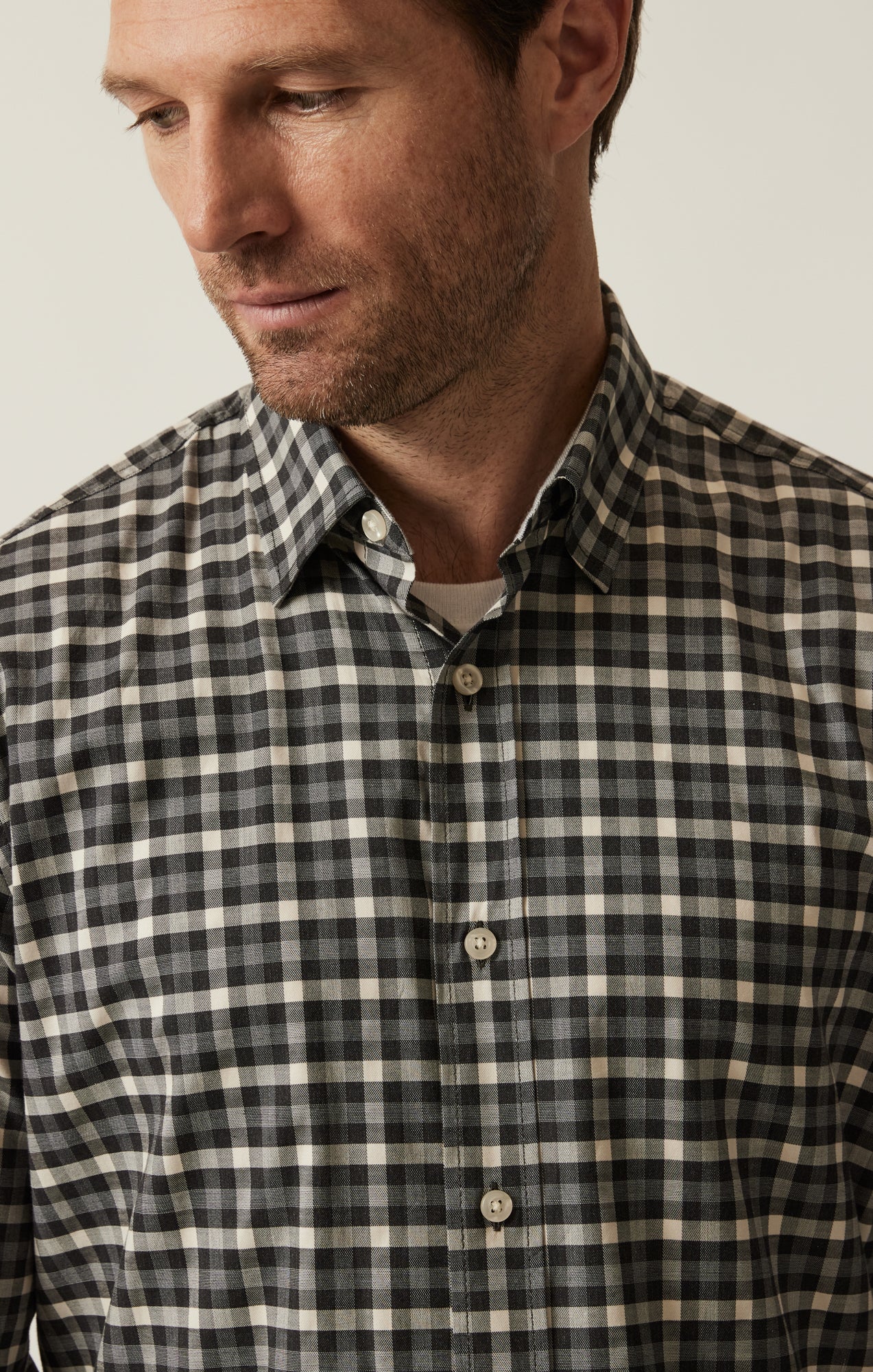 Gingham Shirt In Grey Melange