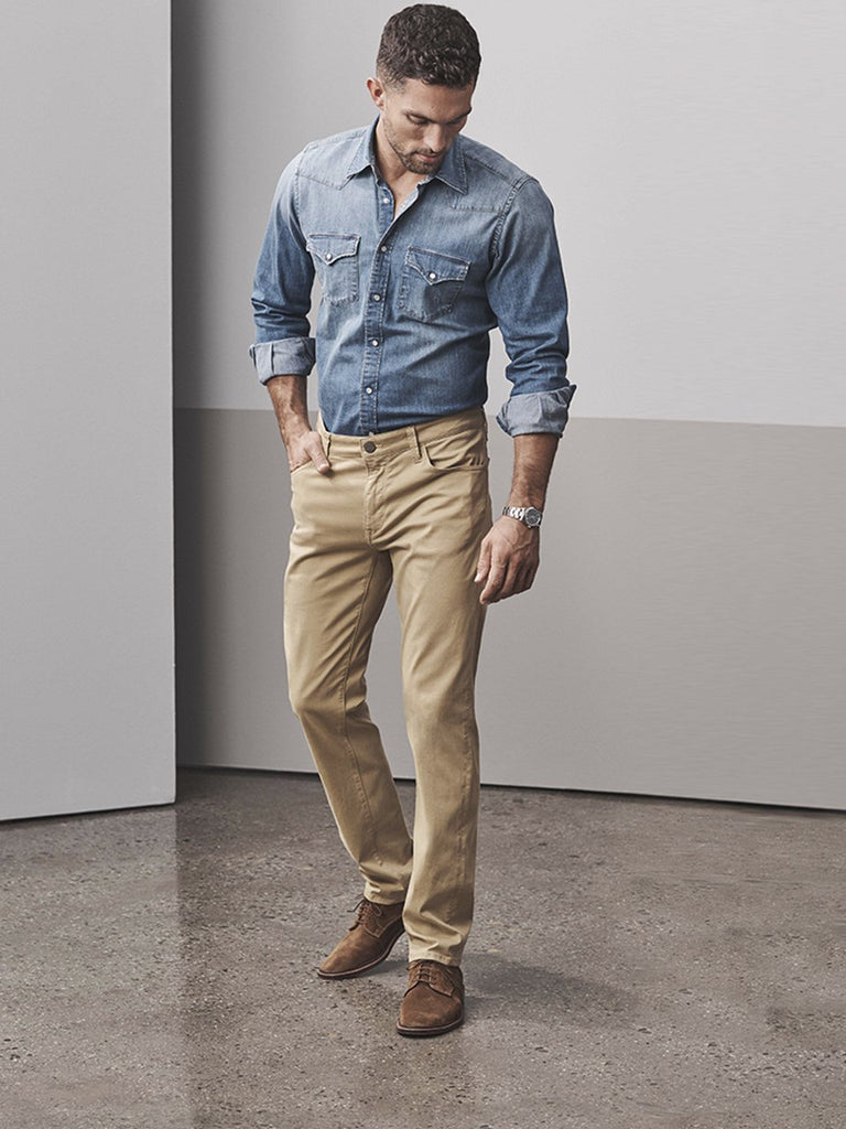 Charisma Relaxed Straight Pants In Khaki Twill