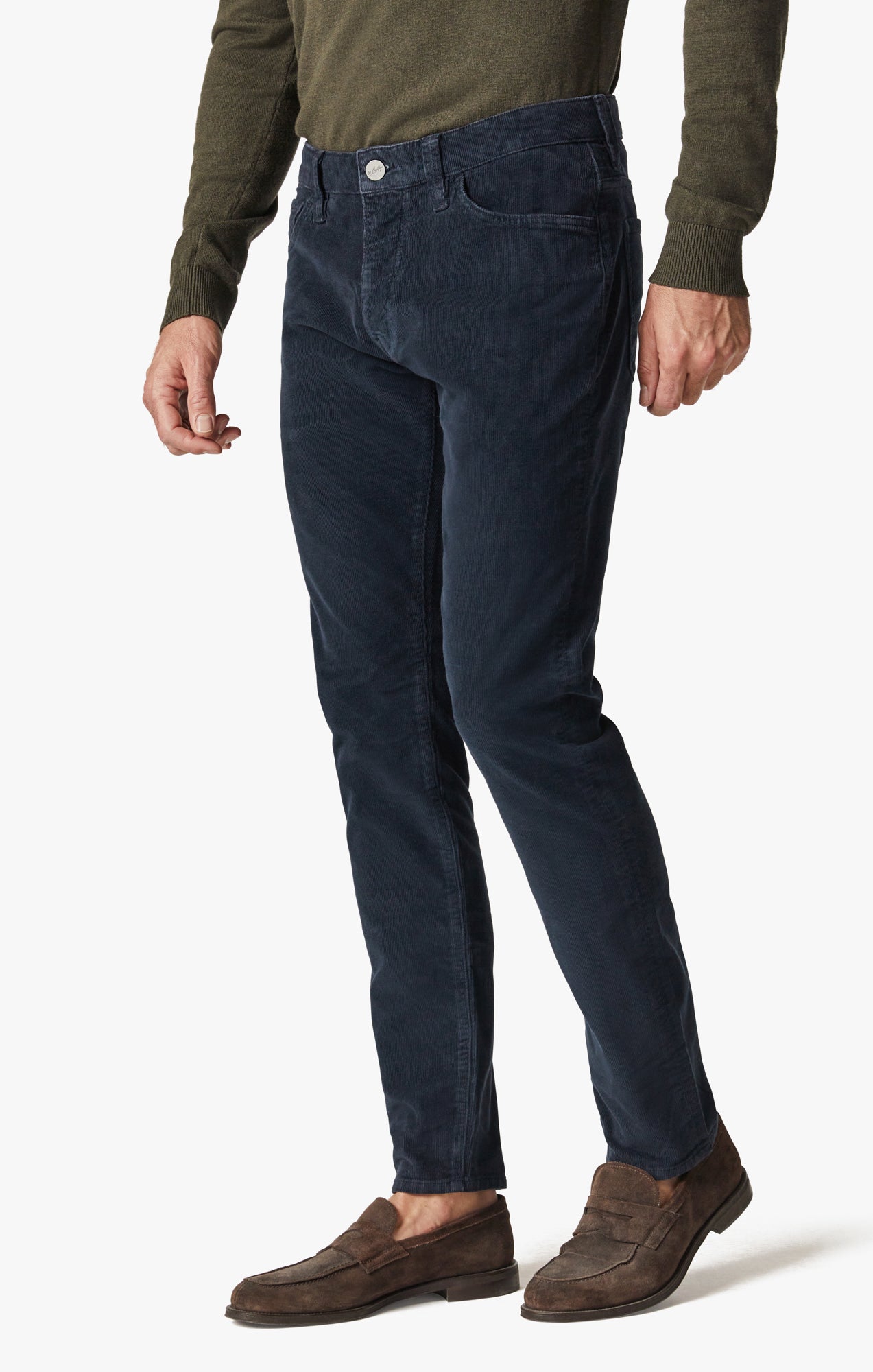 Cool Tapered Leg Pants In Navy Cord