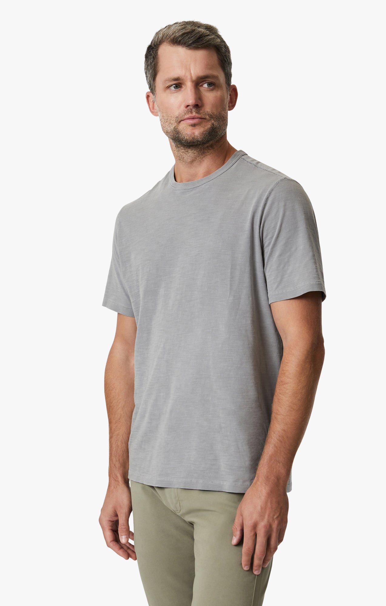 Slub Crew Neck T-Shirt In Gray