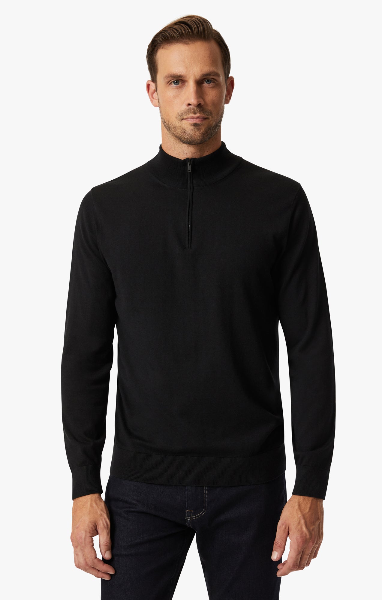 Quarter Zip Sweater In Black Image 1