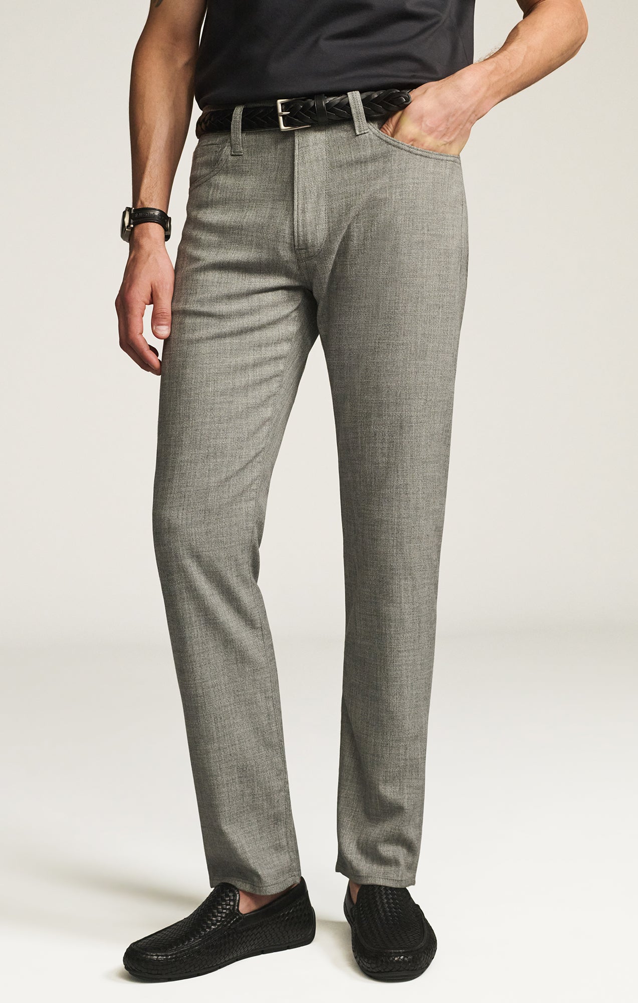 Courage Straight Leg Pants in Grey Cross Twill