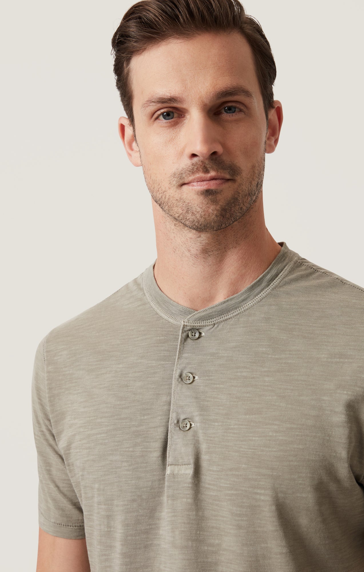 Slub Henley T-Shirt in Pastel Olive