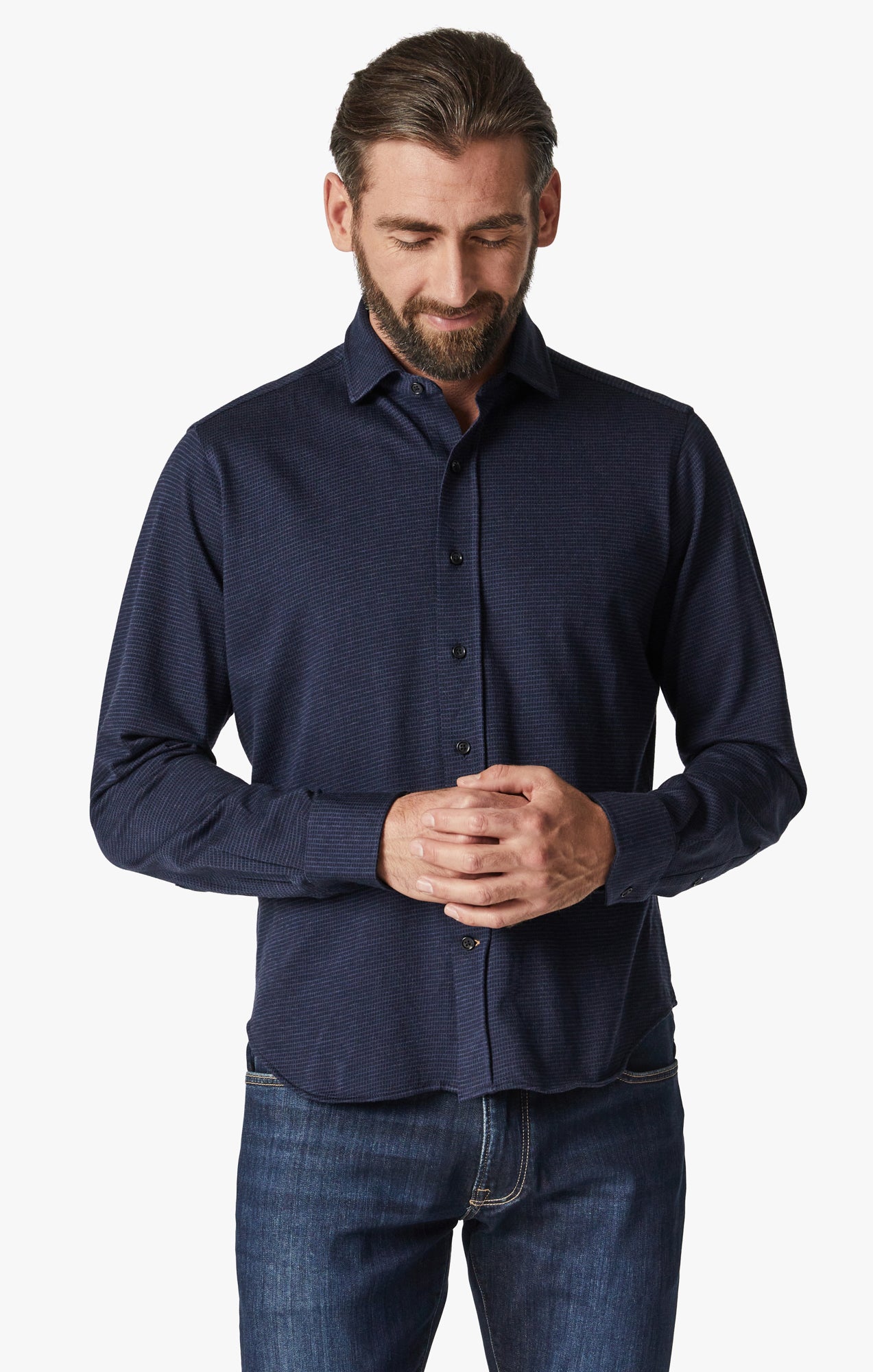 Structured Shirt In Navy Blue Image 1