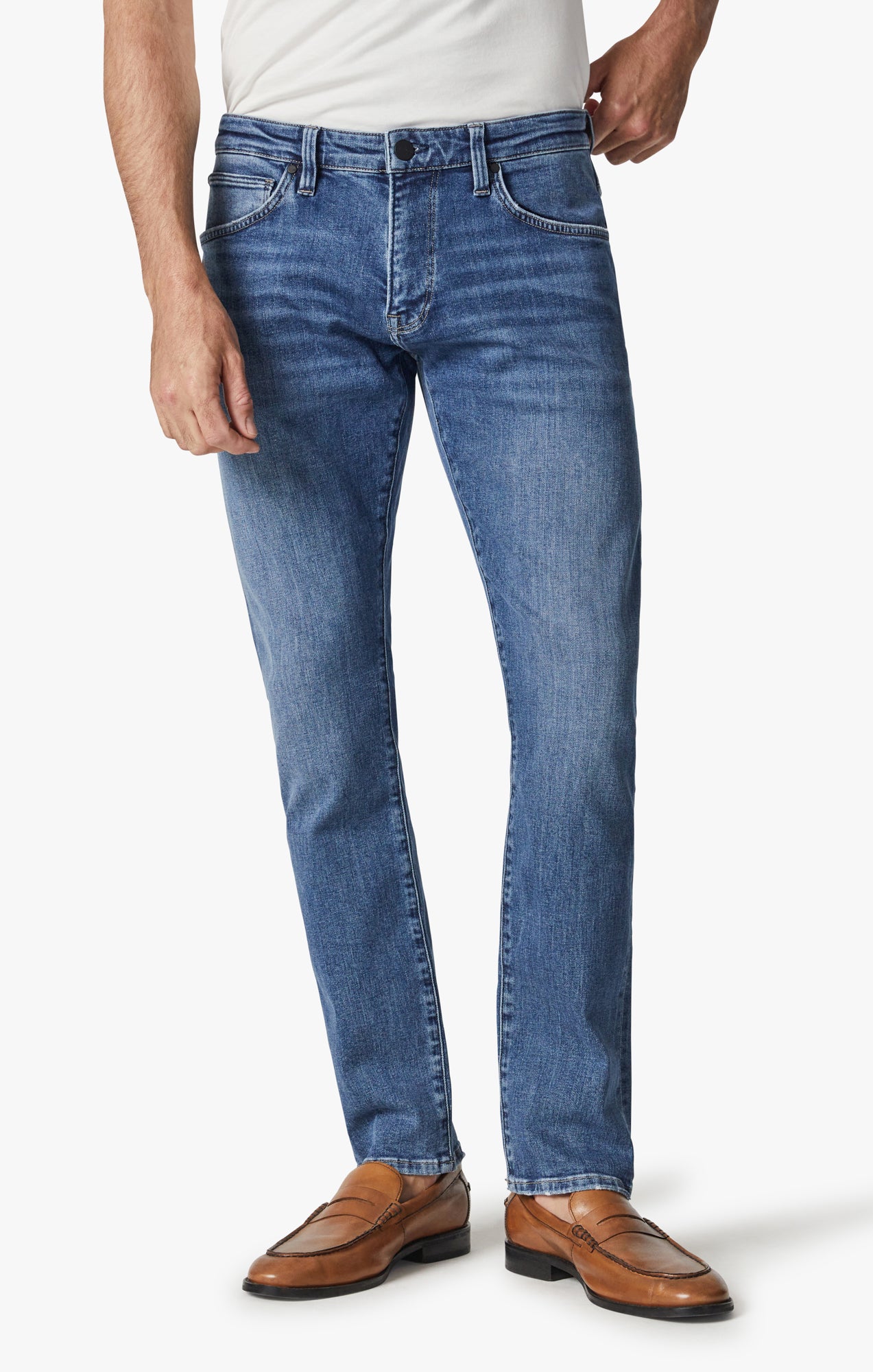 Cool Tapered Leg Jeans In Mid Blue Selvedge Image 2