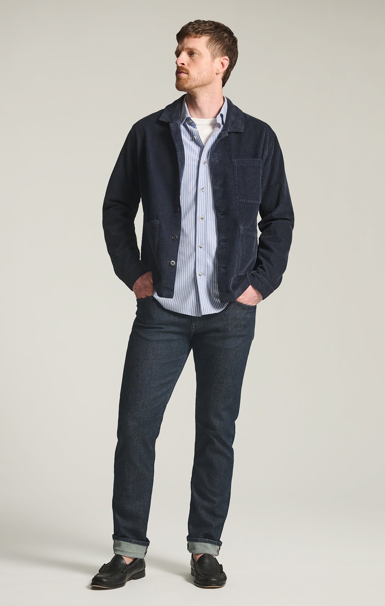 Corduroy Overshirt in Navy
