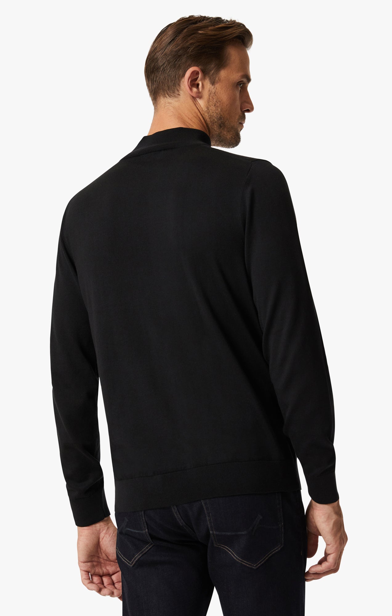Quarter Zip Sweater In Black Image 3