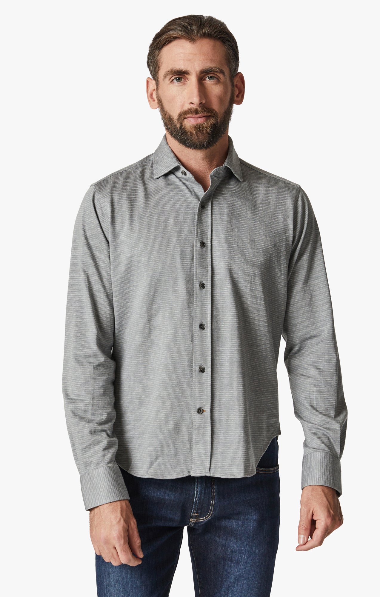 Structured Shirt In Light Grey – 34 Heritage Canada