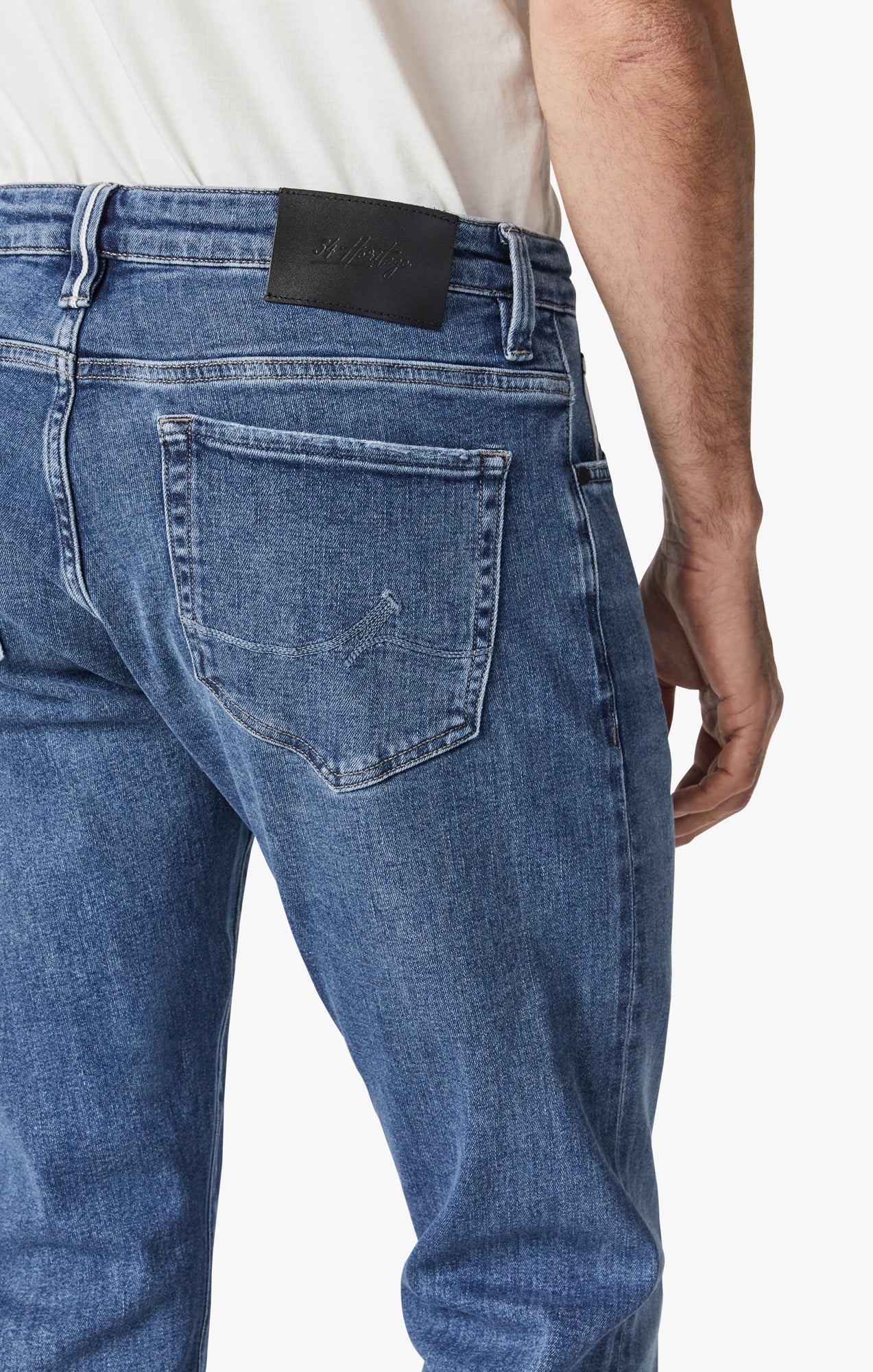 Cool Tapered Leg Jeans In Mid Blue Selvedge Image 5
