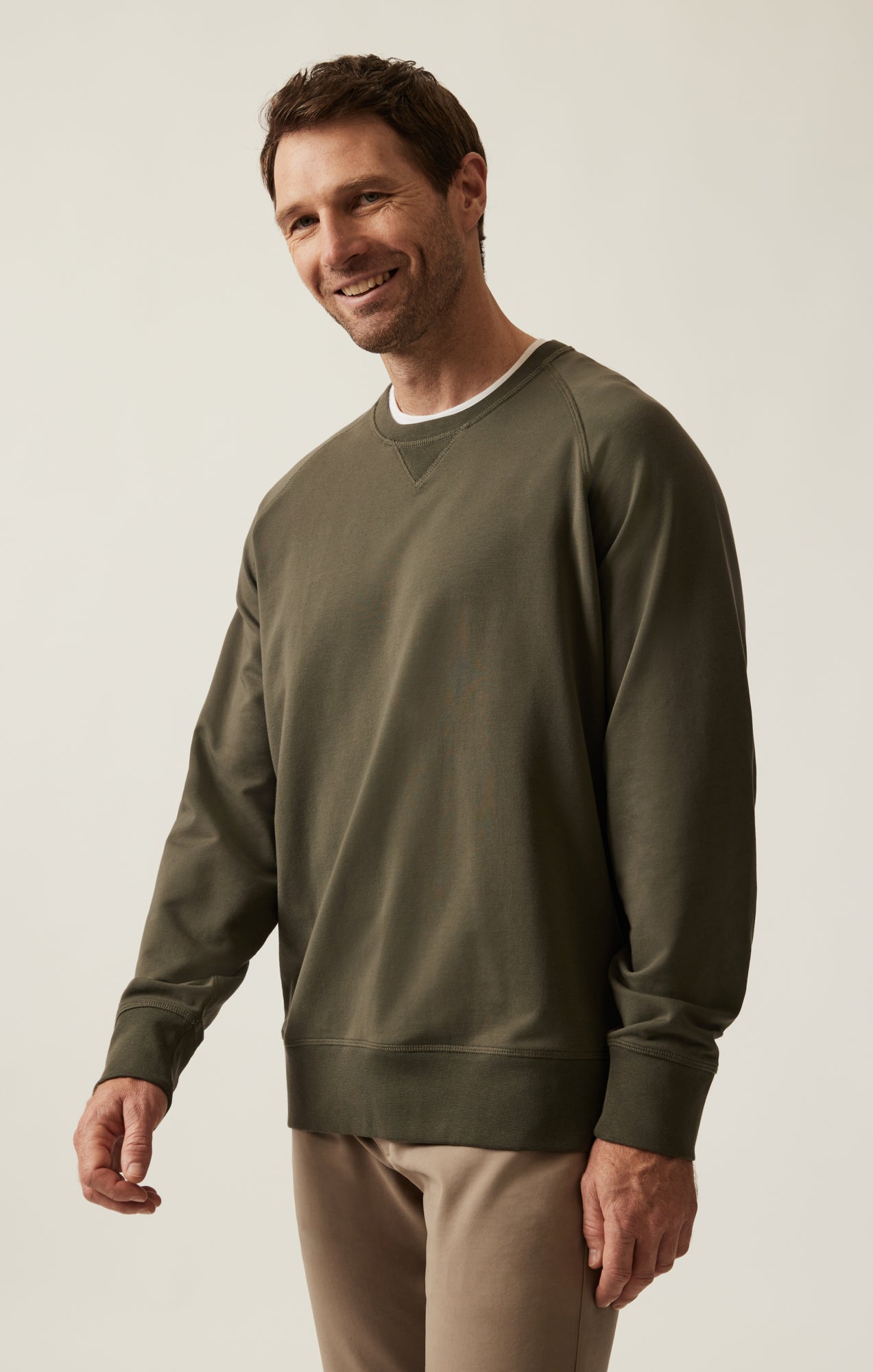 French Terry Crew Sweatshirt In Pimento Olive