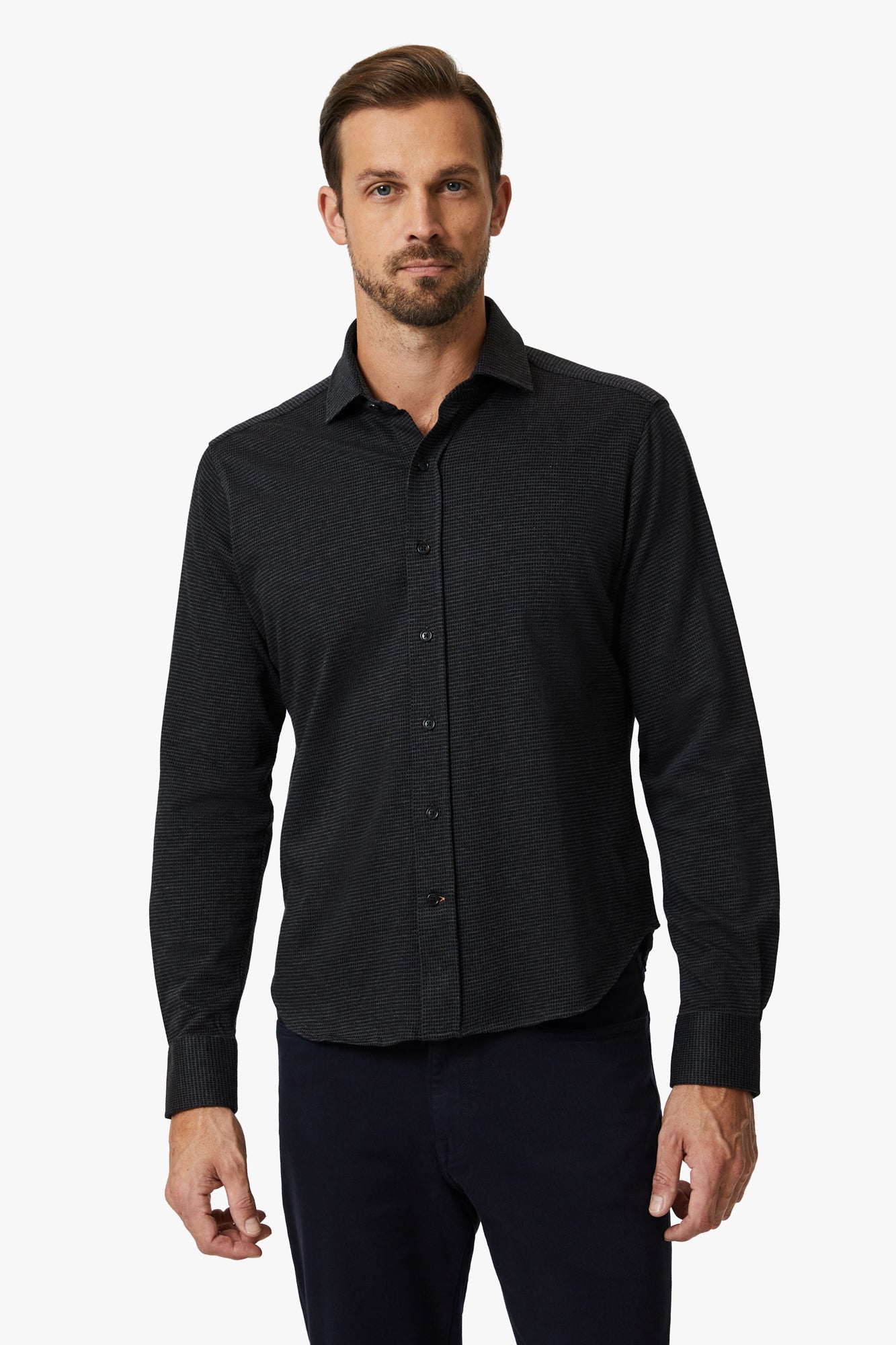 Structured Shirt In Dark Grey Image 1