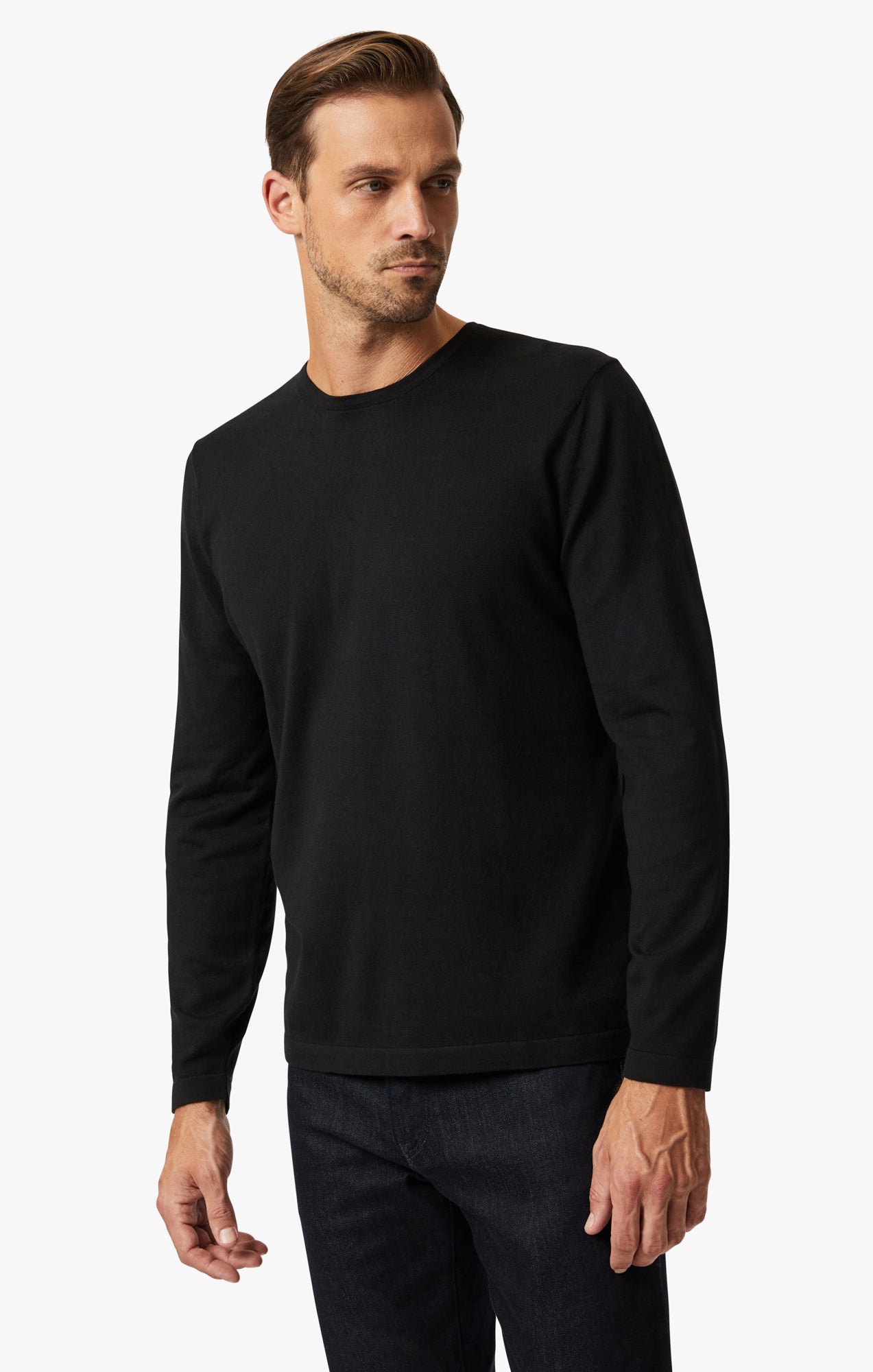 Crew Neck Sweater In Black Image 2