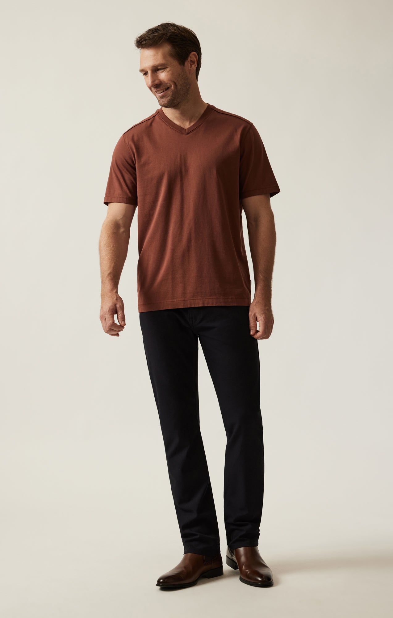 Deconstructed V-Neck T-Shirt In Cinnamon