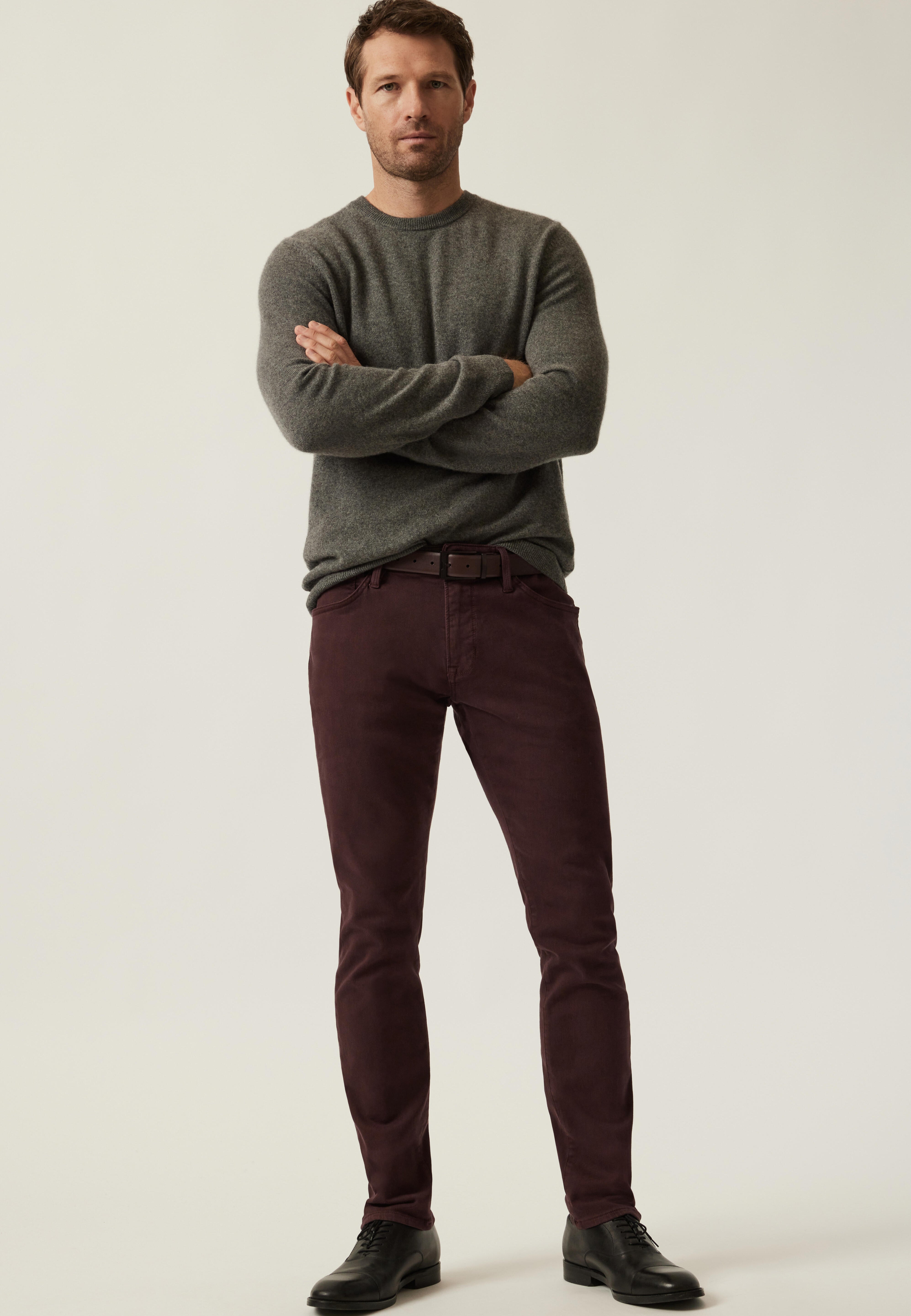 Cool Tapered Leg Pants in Burgundy Diagonal