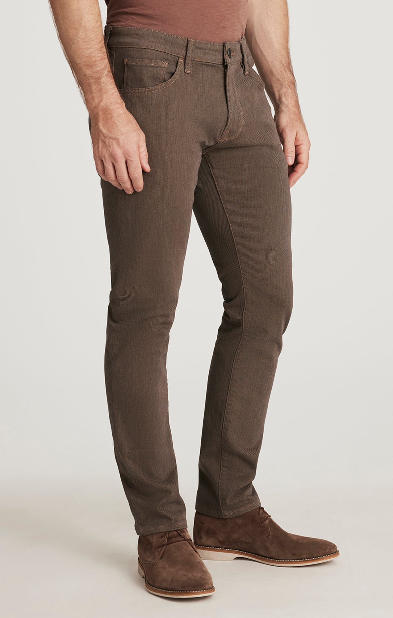 Cool Tapered Leg Pants in Coffee Diagonal