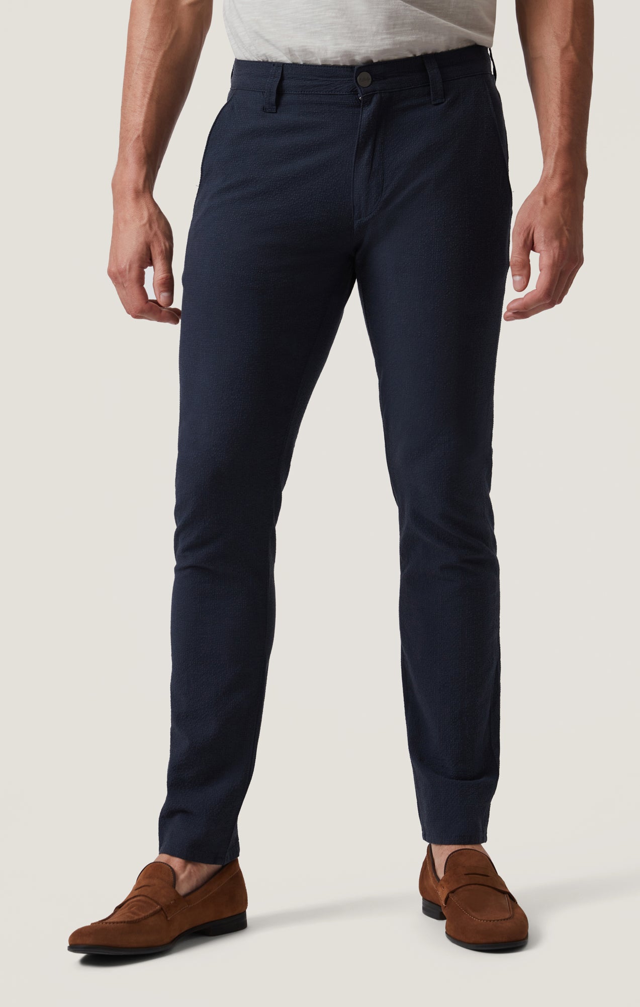 Verona Slim Leg Chino Pants in Night Seersucker Kona