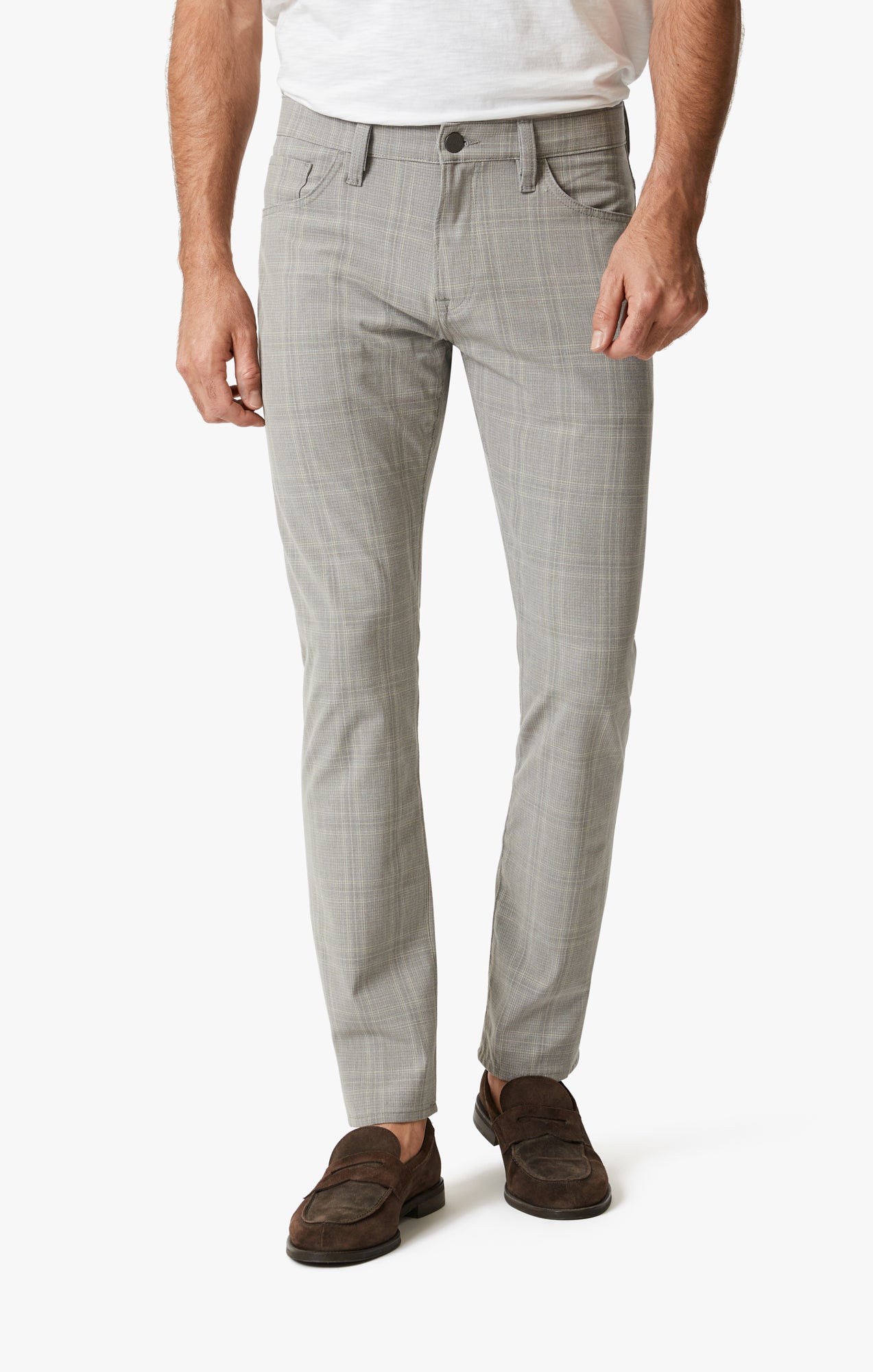 Courage Straight Leg Pants In Grey Checked
