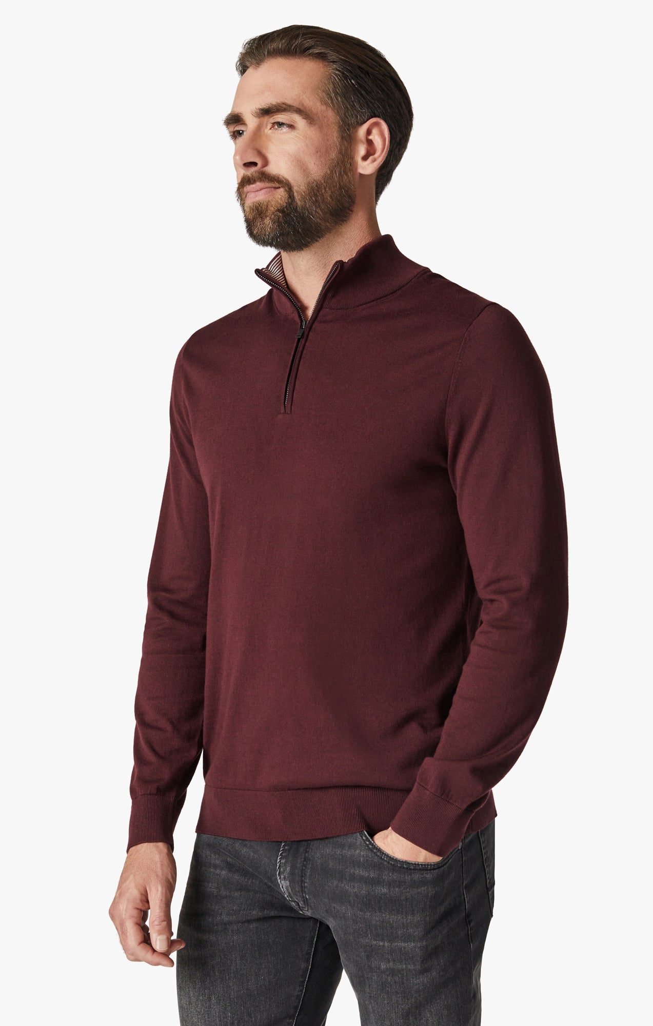 Quarter Zip Sweater In Decadent Chocolate Image 2