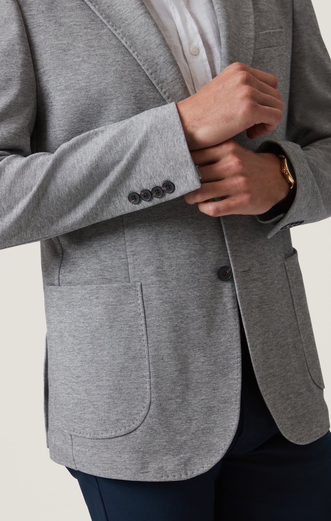 Matteo Pique Blazer in Grey Melange