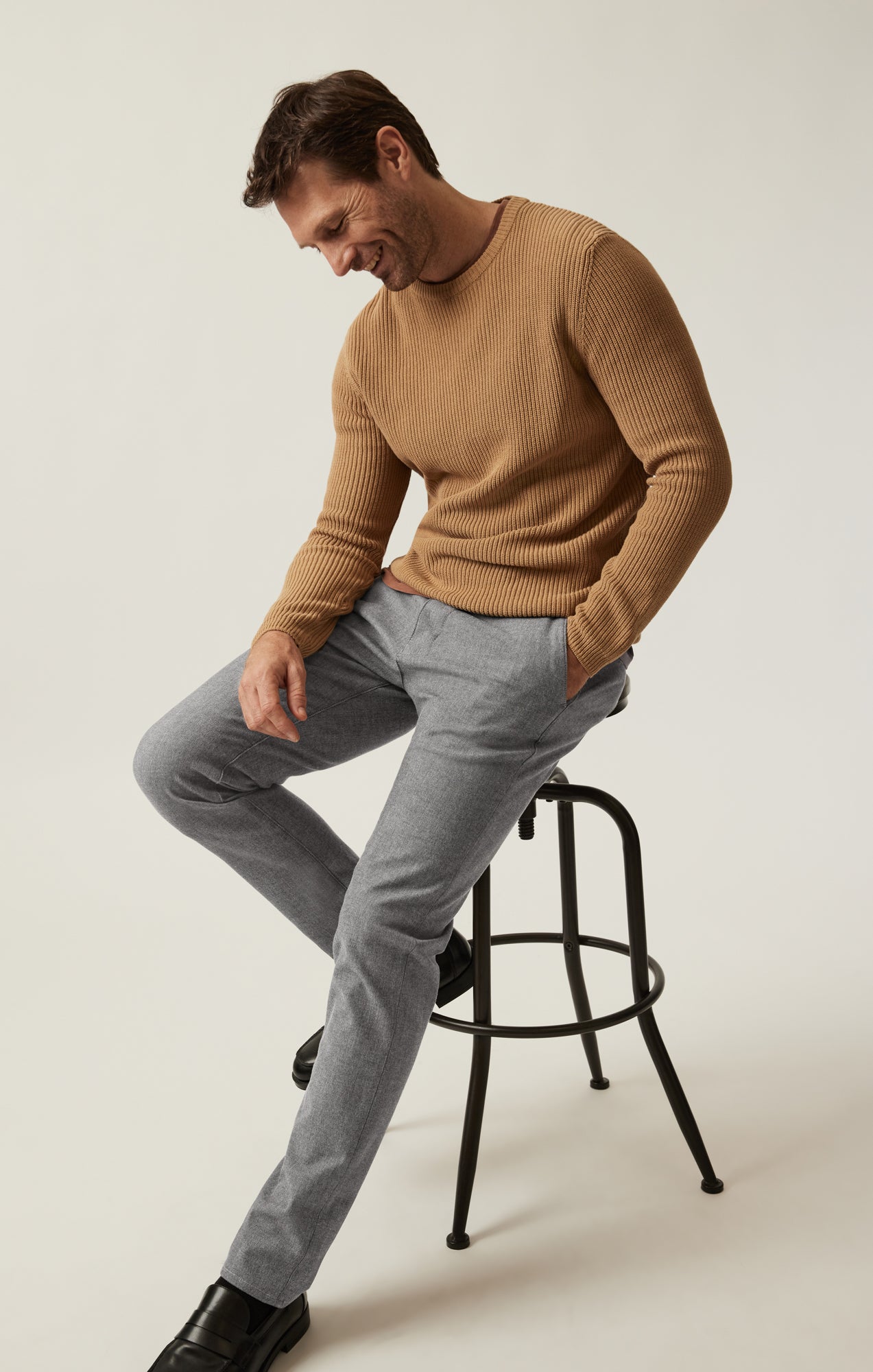 Verona Slim Leg Chino Pants in Grey Elite