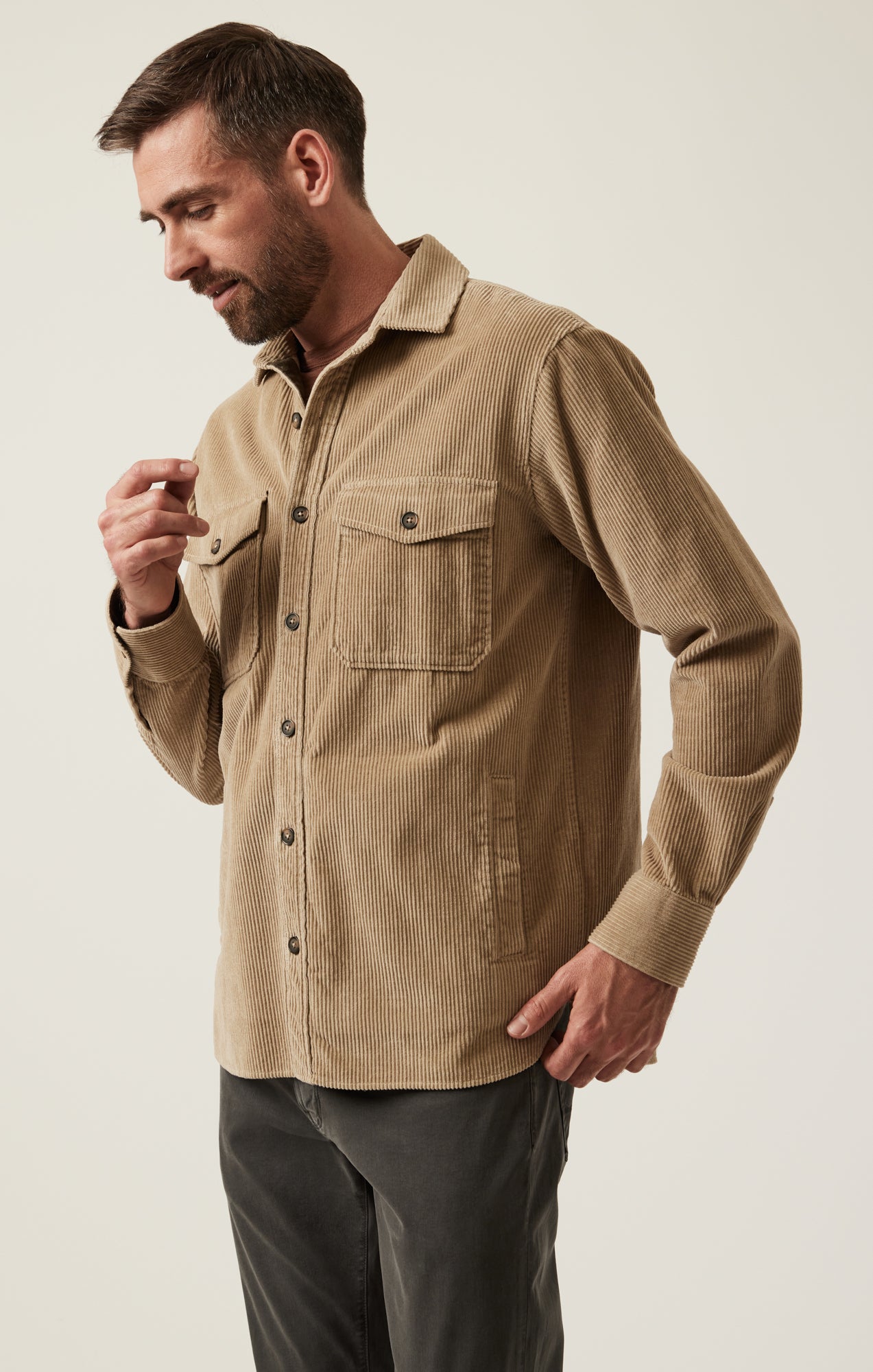 Corduroy Overshirt In Aluminum