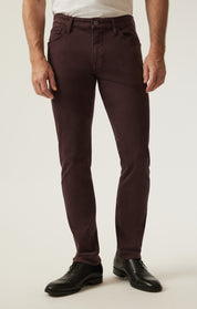 Cool Tapered Leg Pants in Burgundy Diagonal