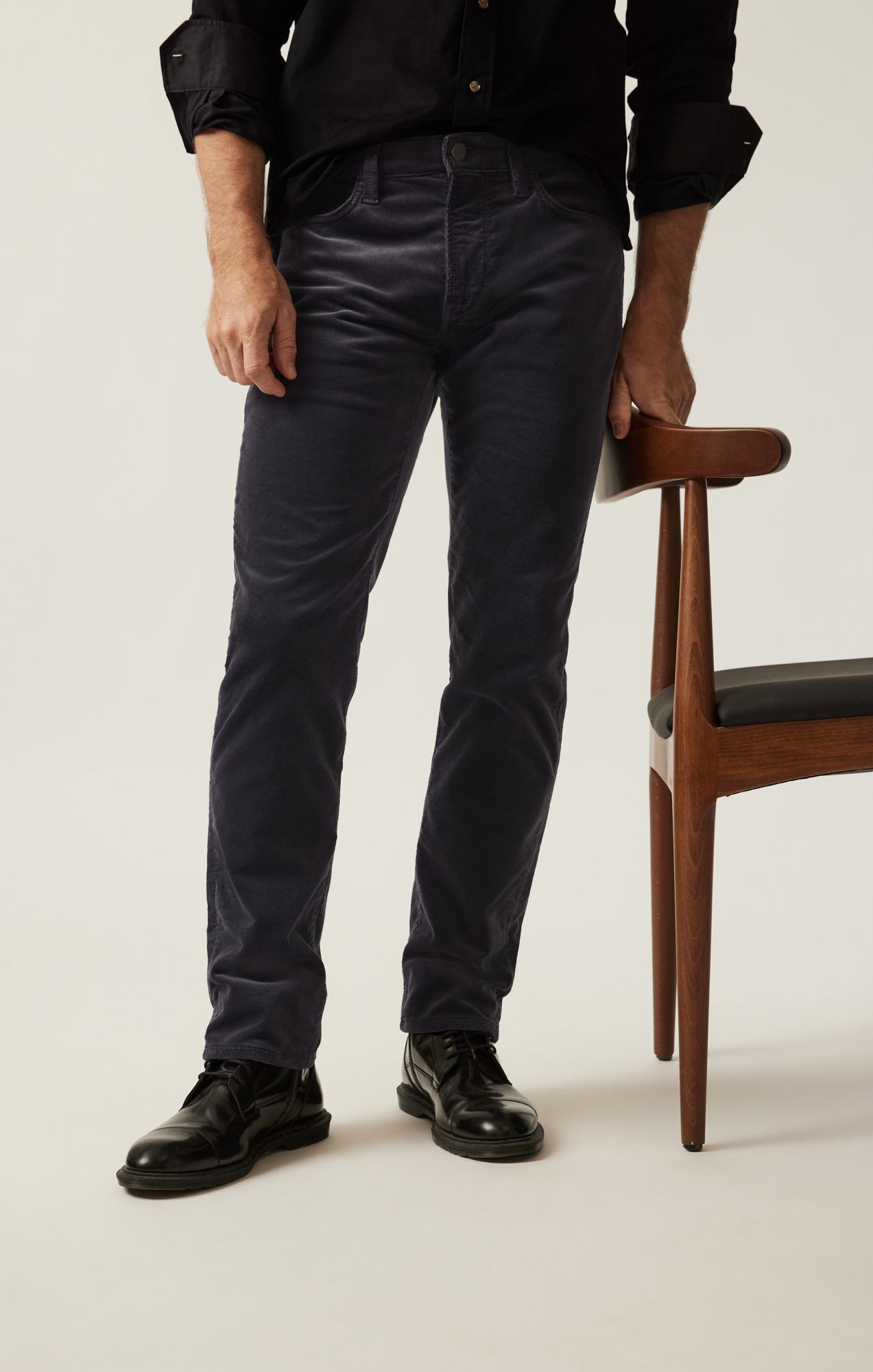 Cool Tapered Leg Pants in Charcoal Cord