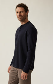 Long Sleeve Henley In Navy