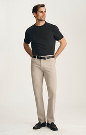 Courage Straight Leg Jeans In Mushroom Linen Luxe