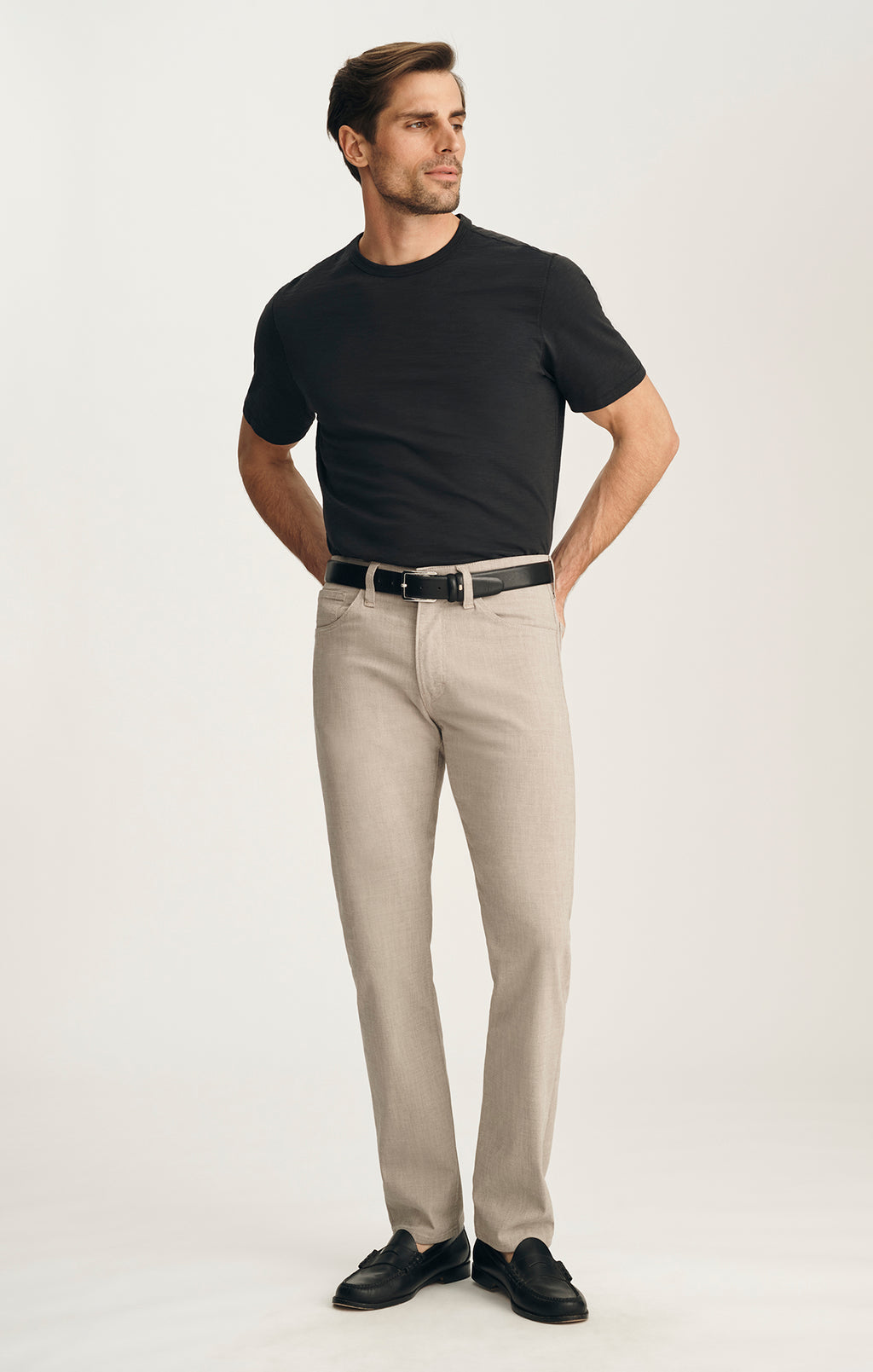 Courage Straight Leg Jeans In Mushroom Linen Luxe