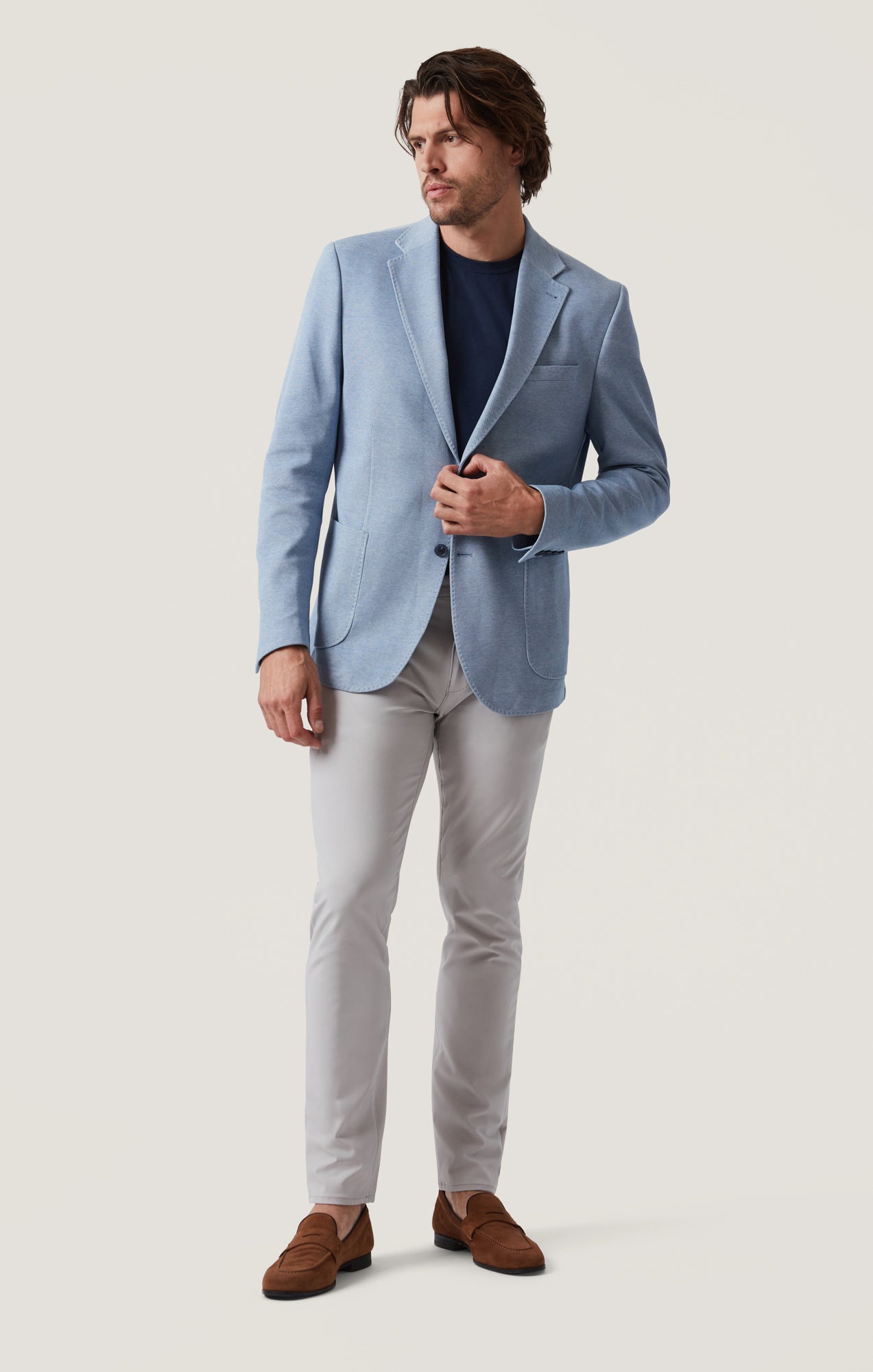 Verona Straight Leg Chino Pants In Grey Commuter Luxe