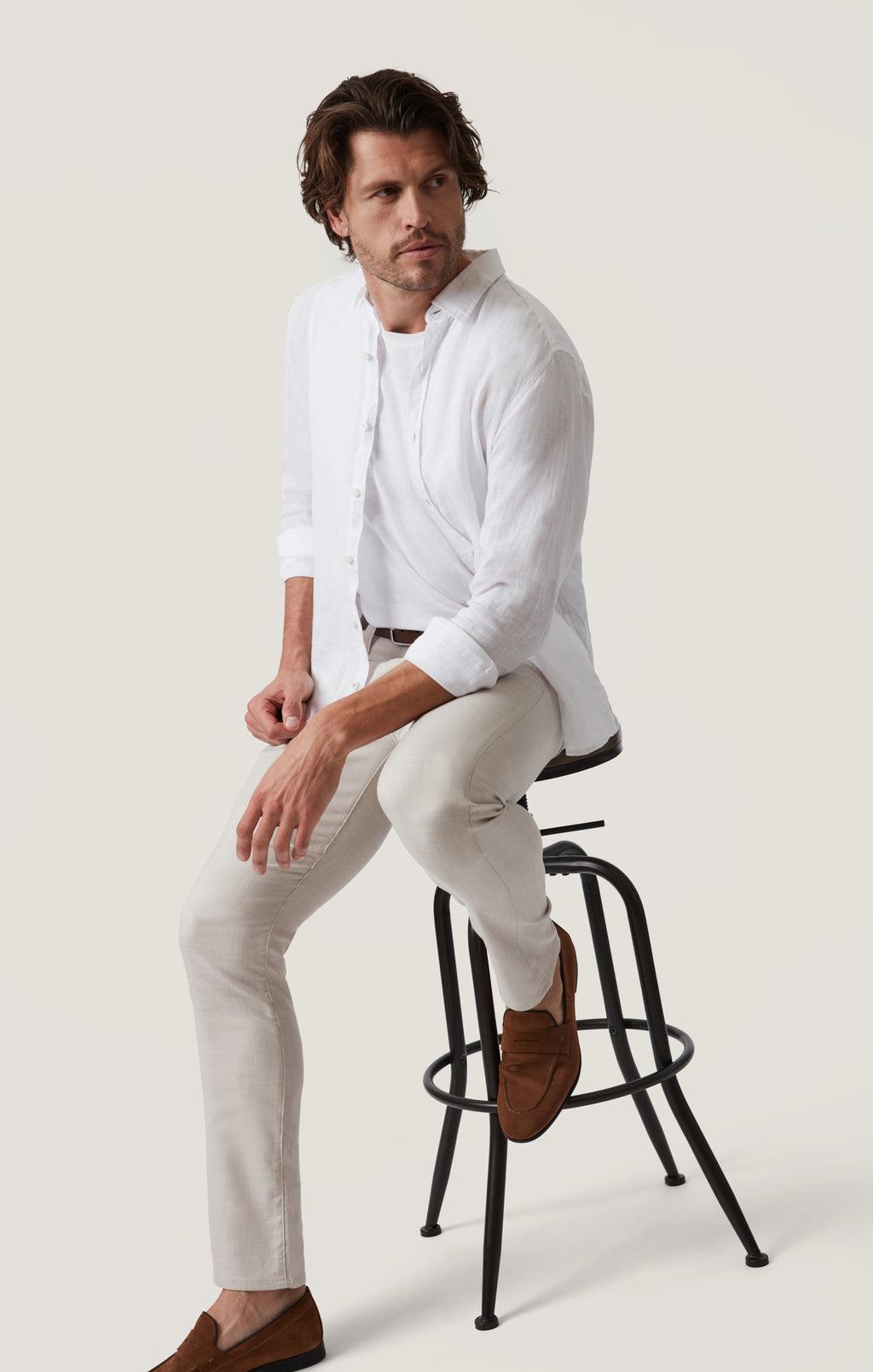 Courage Straight Leg Pants in Cream Cross Twill