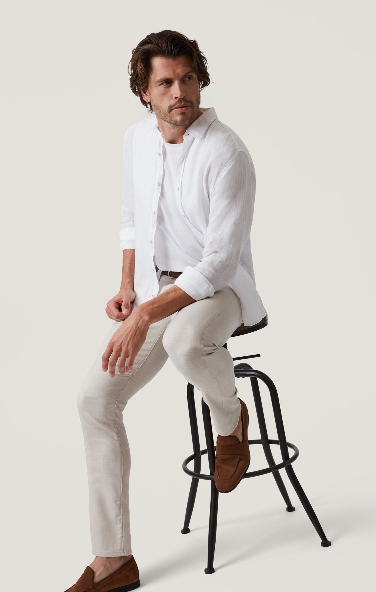 Courage Straight Leg Pants in Cream Cross Twill
