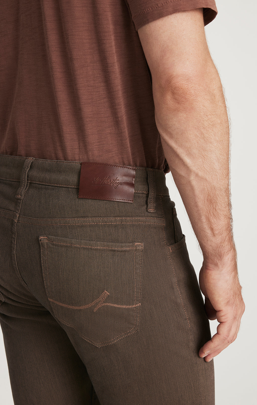 Cool Tapered Leg Pants in Coffee Diagonal