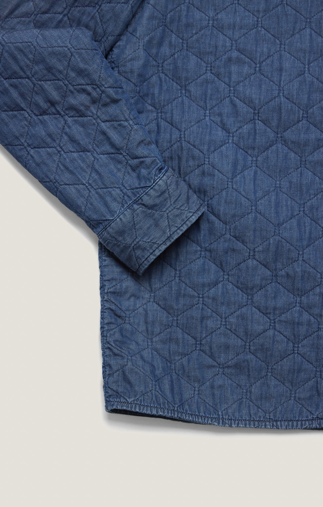 Denim Quilted Overshirt In Indigo