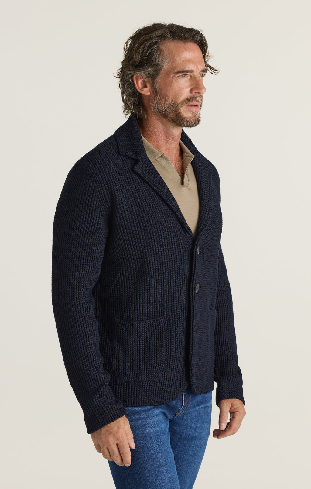 Birch Knit Blazer in Navy