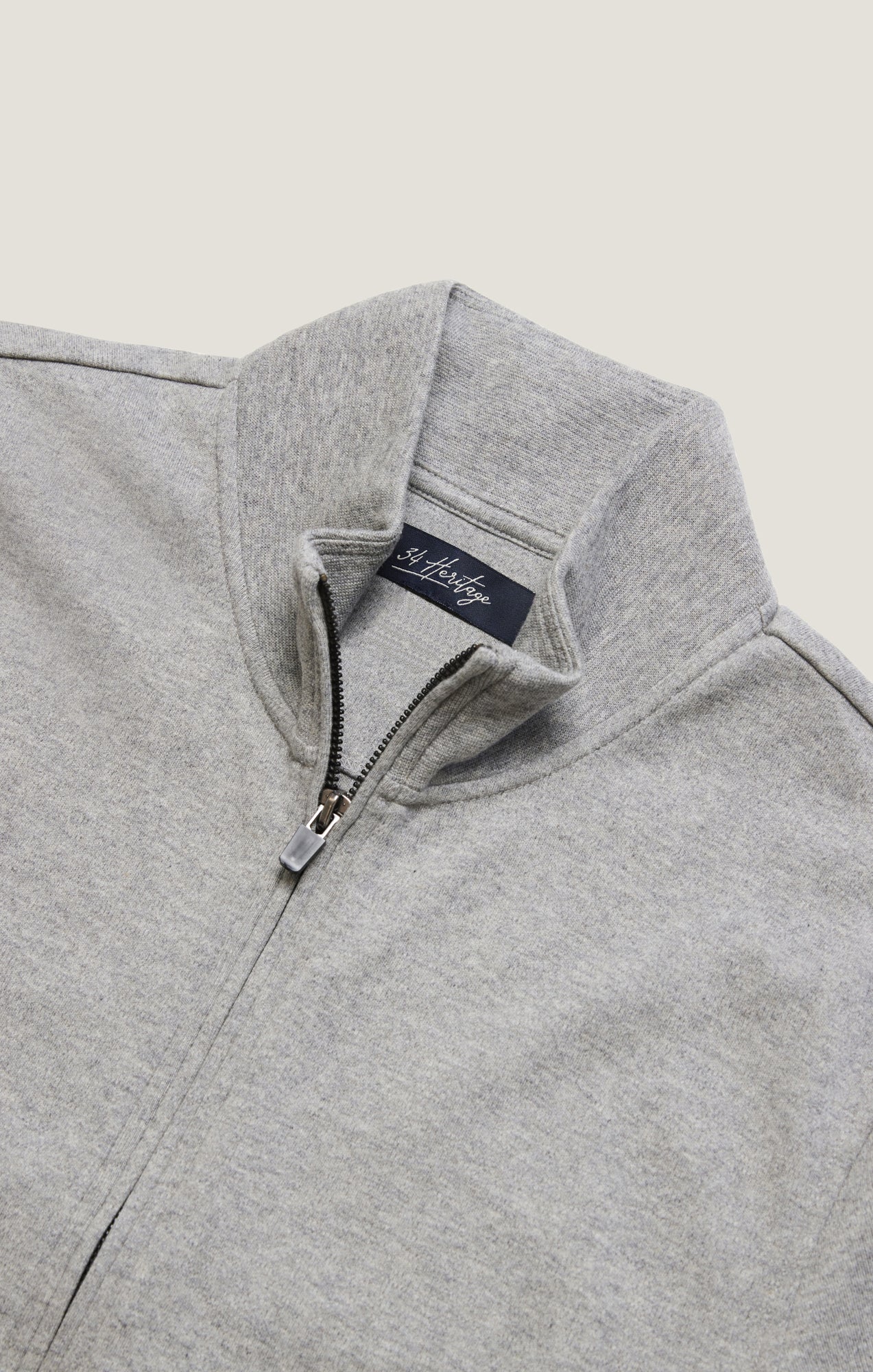 High Neck Zip-Up Sweatshirt In Grey Melange