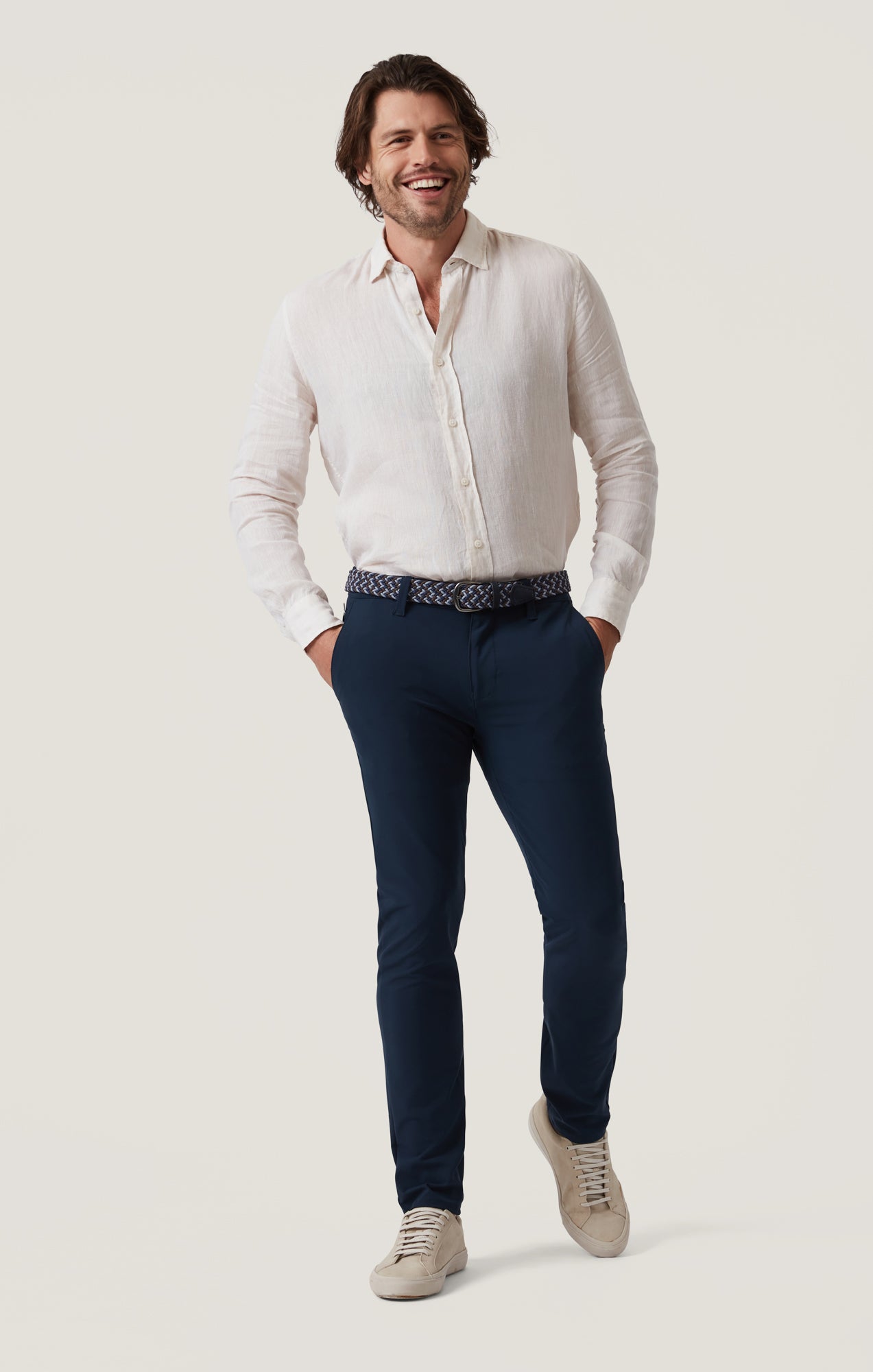 Verona Straight Leg Chino Pants In Navy Commuter Luxe